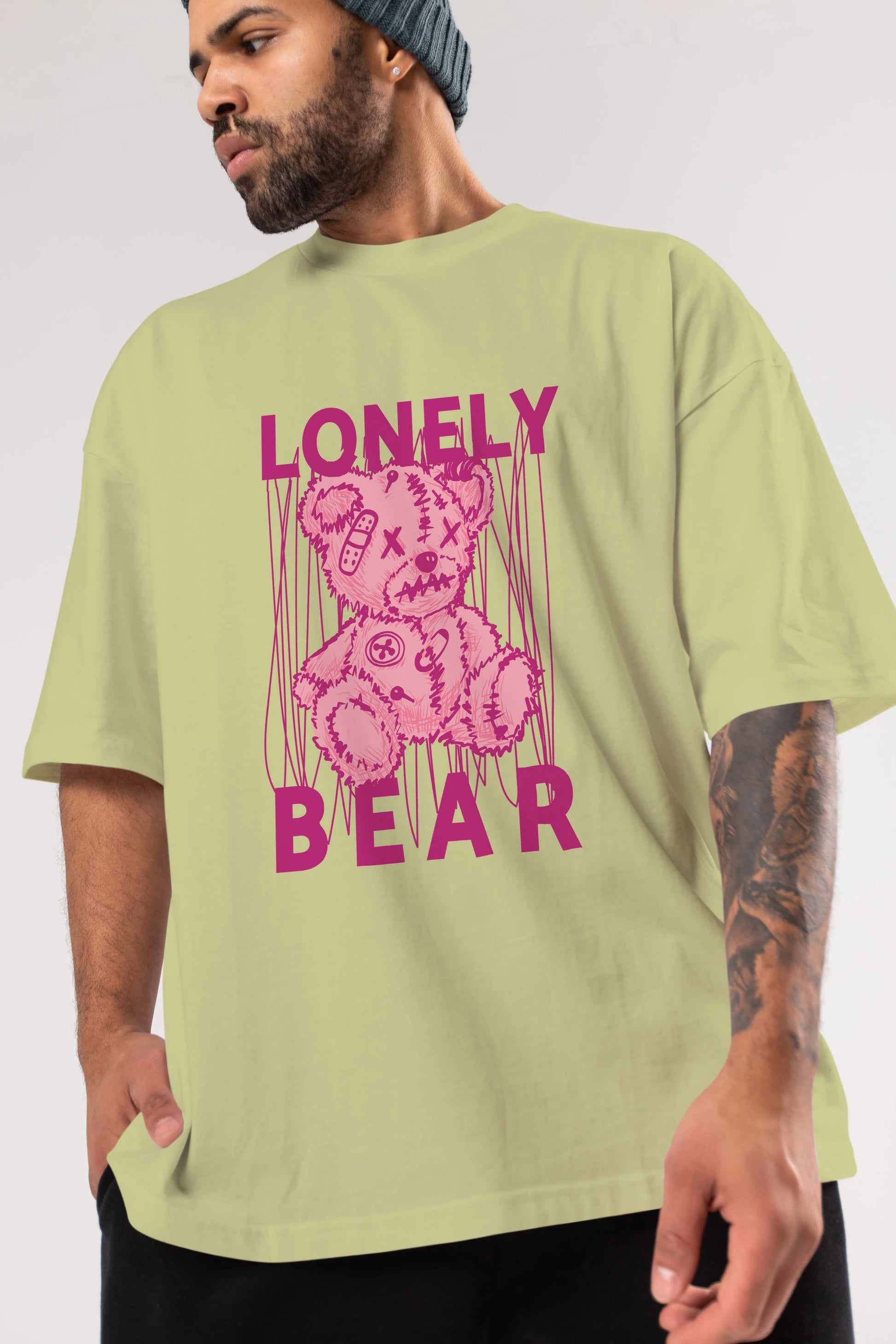 Lonely Bear Ön Baskılı Oversize t-shirt Erkek Kadın Unisex