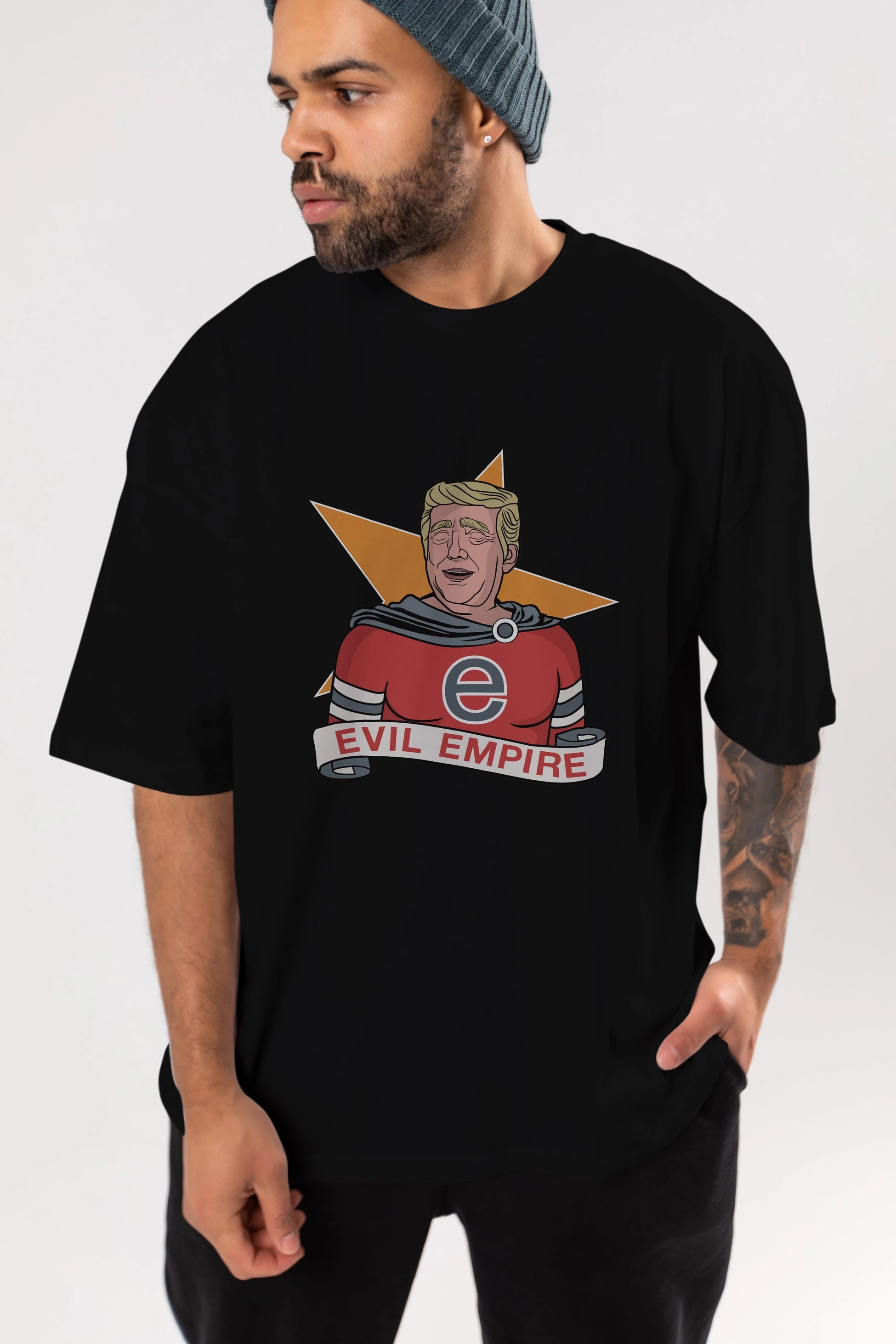 Evil Empire Trump Ön Baskılı Oversize t-shirt Erkek Kadın Unisex %100 Pamuk tişort