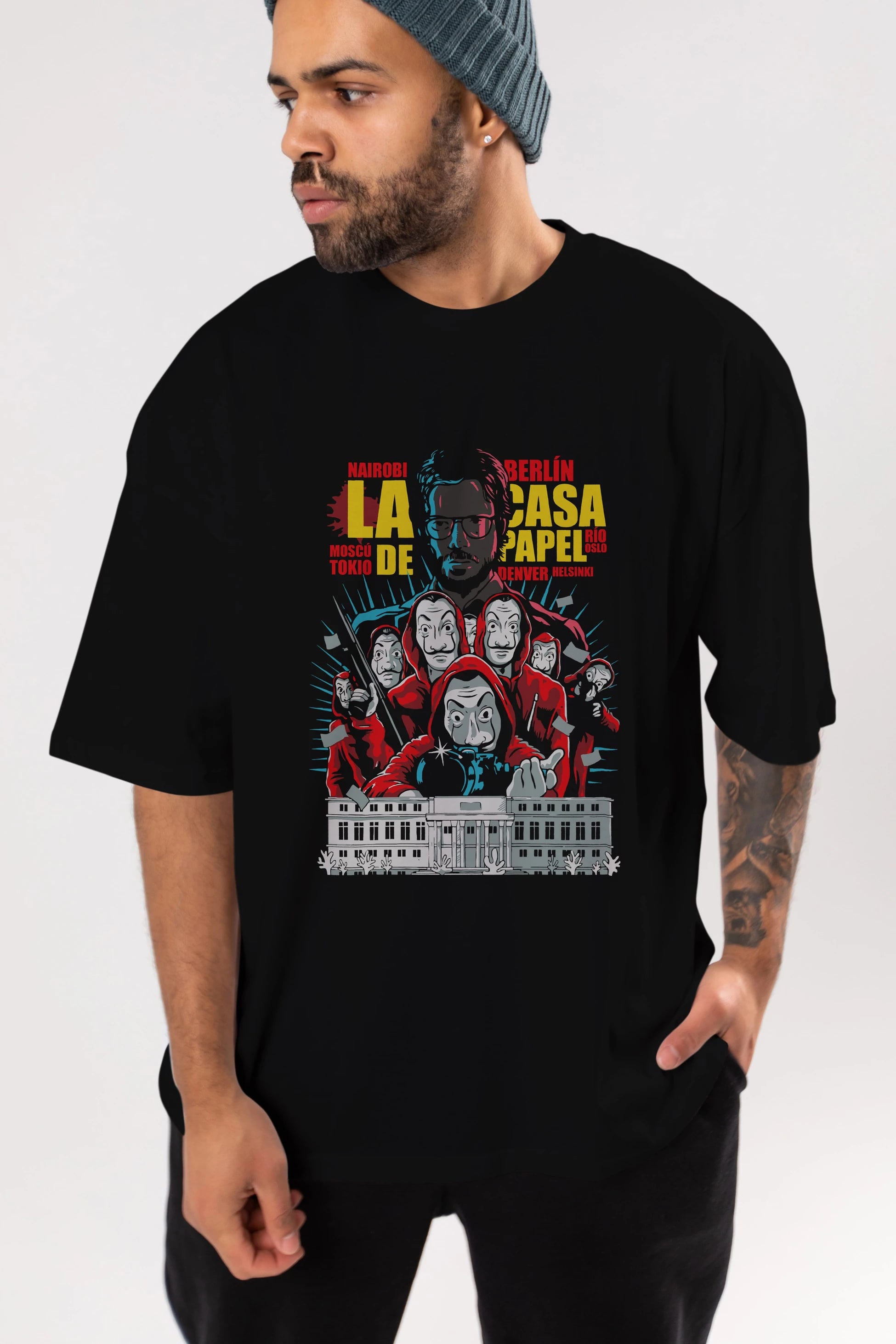 La Casa De Papel (6) Ön Baskılı Oversize t-shirt Erkek Kadın Unisex %100 Pamuk Bisiklet Yaka tişort