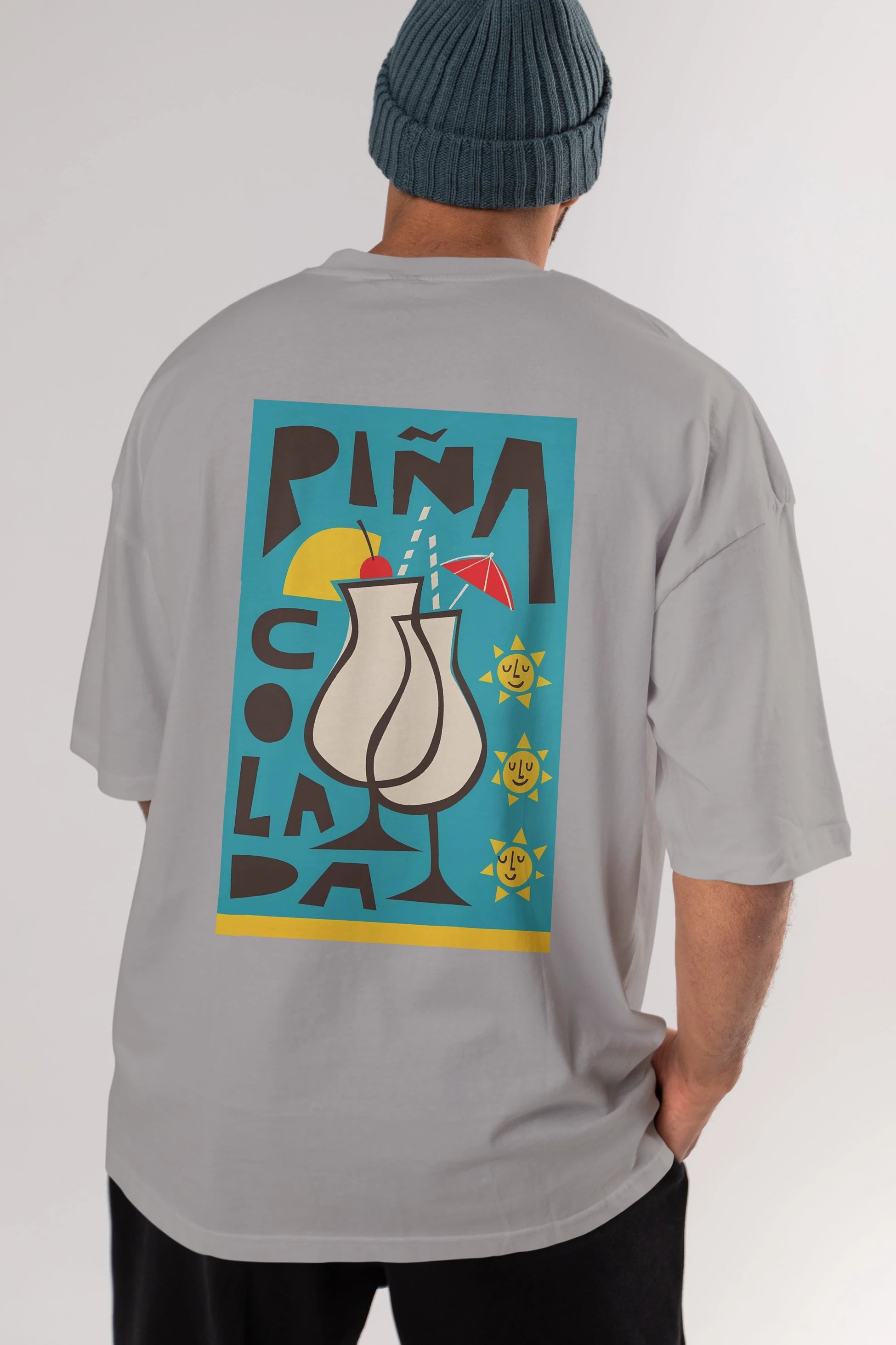 Pina Colada 4 Arka Baskılı Oversize t-shirt Erkek Kadın Unisex %100 Pamuk Bisiklet Yaka tişort
