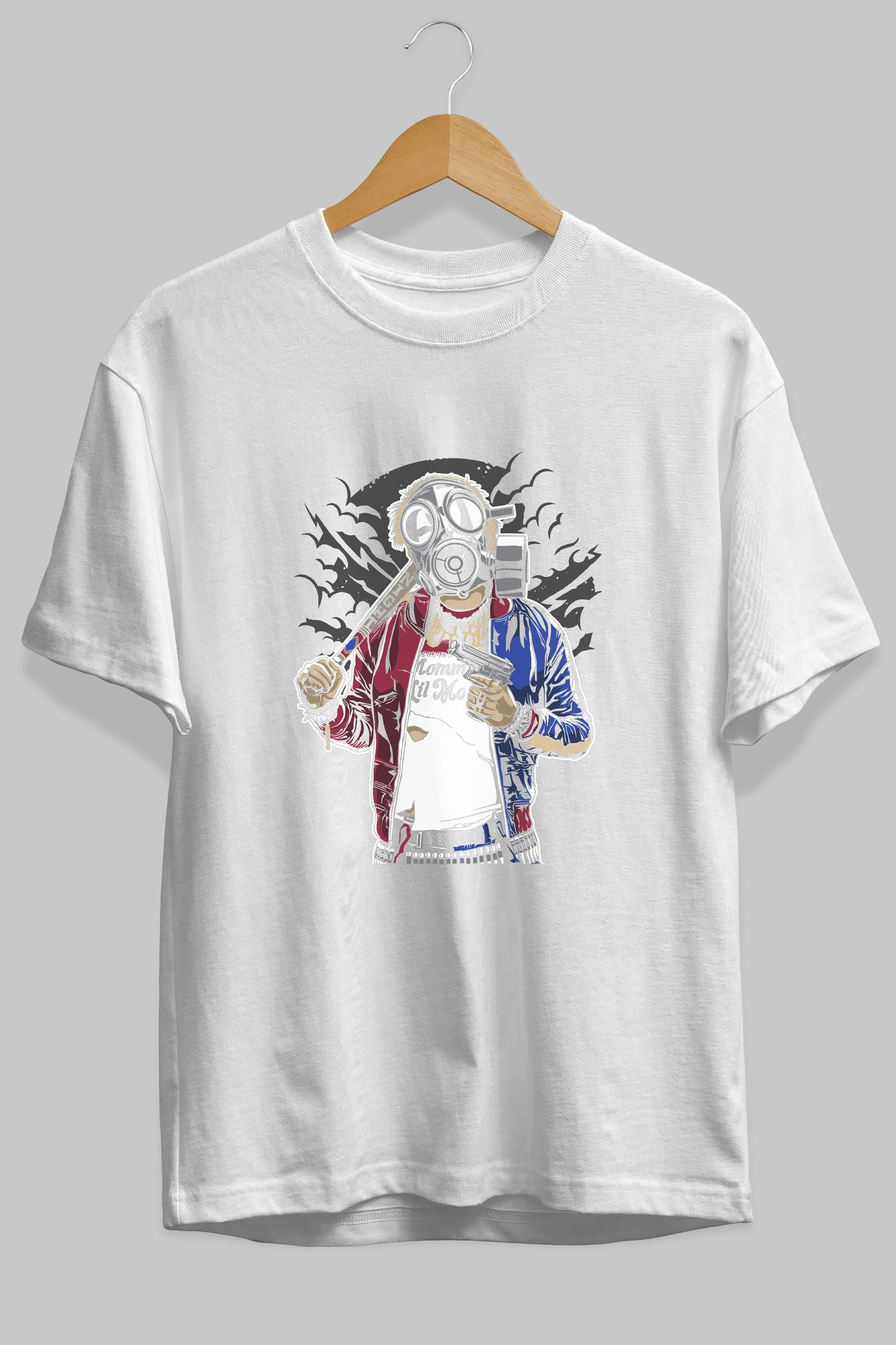 Suicide Gasmask Ön Baskılı Oversize t-shirt Erkek Kadın Unisex %100 Pamuk tişort