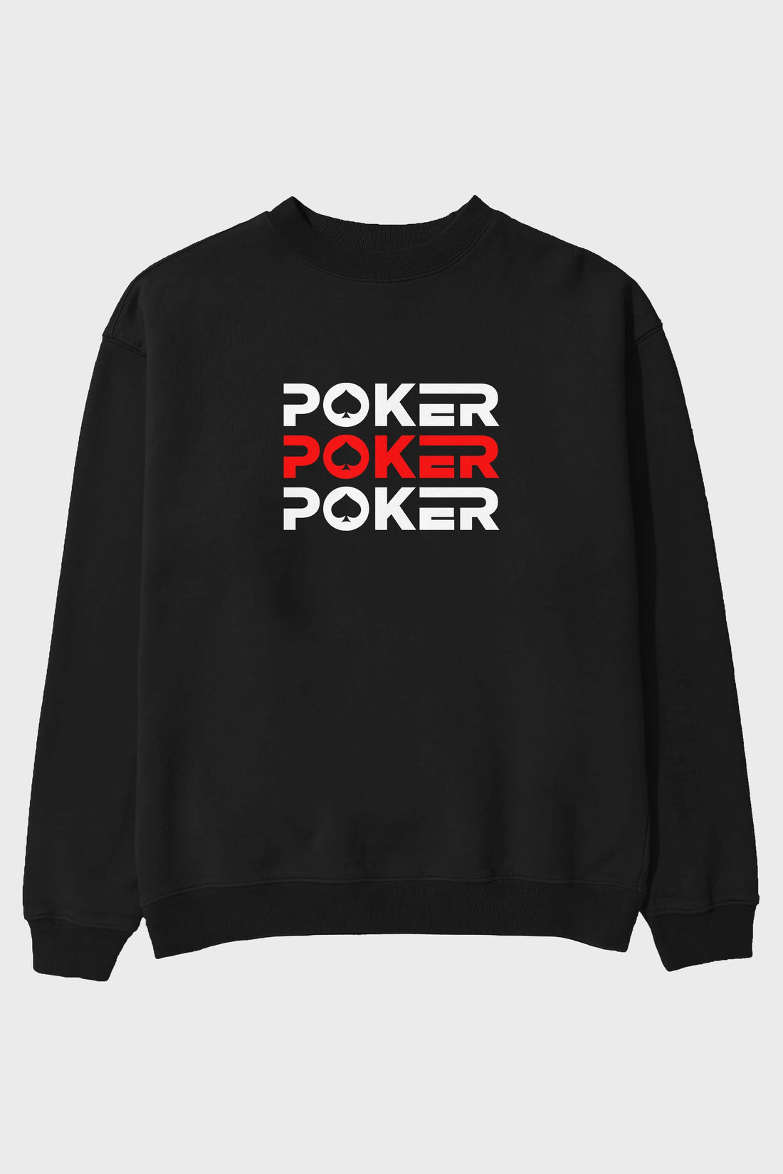 Poker Ön Baskılı Oversize Sweatshirt Erkek Kadın Unisex