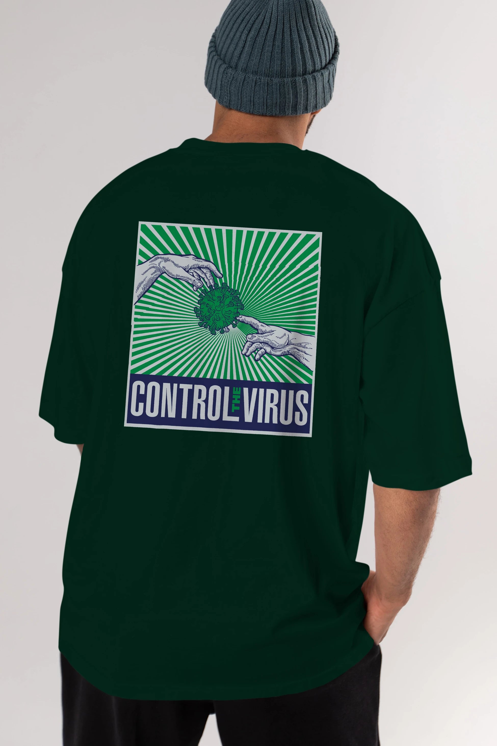 Control The Virus Arka Baskılı Oversize t-shirt Erkek Kadın Unisex
