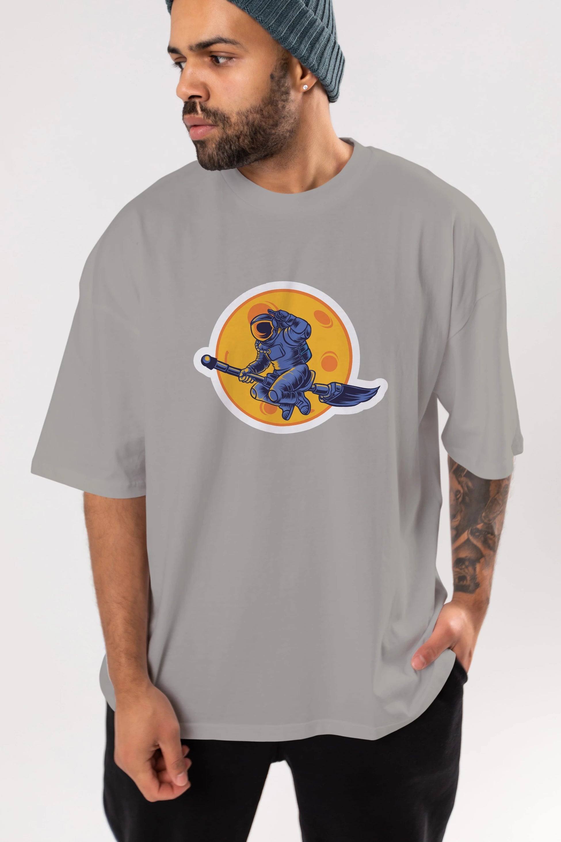 Space Witch Sticker Ön Baskılı Oversize t-shirt Erkek Kadın Unisex