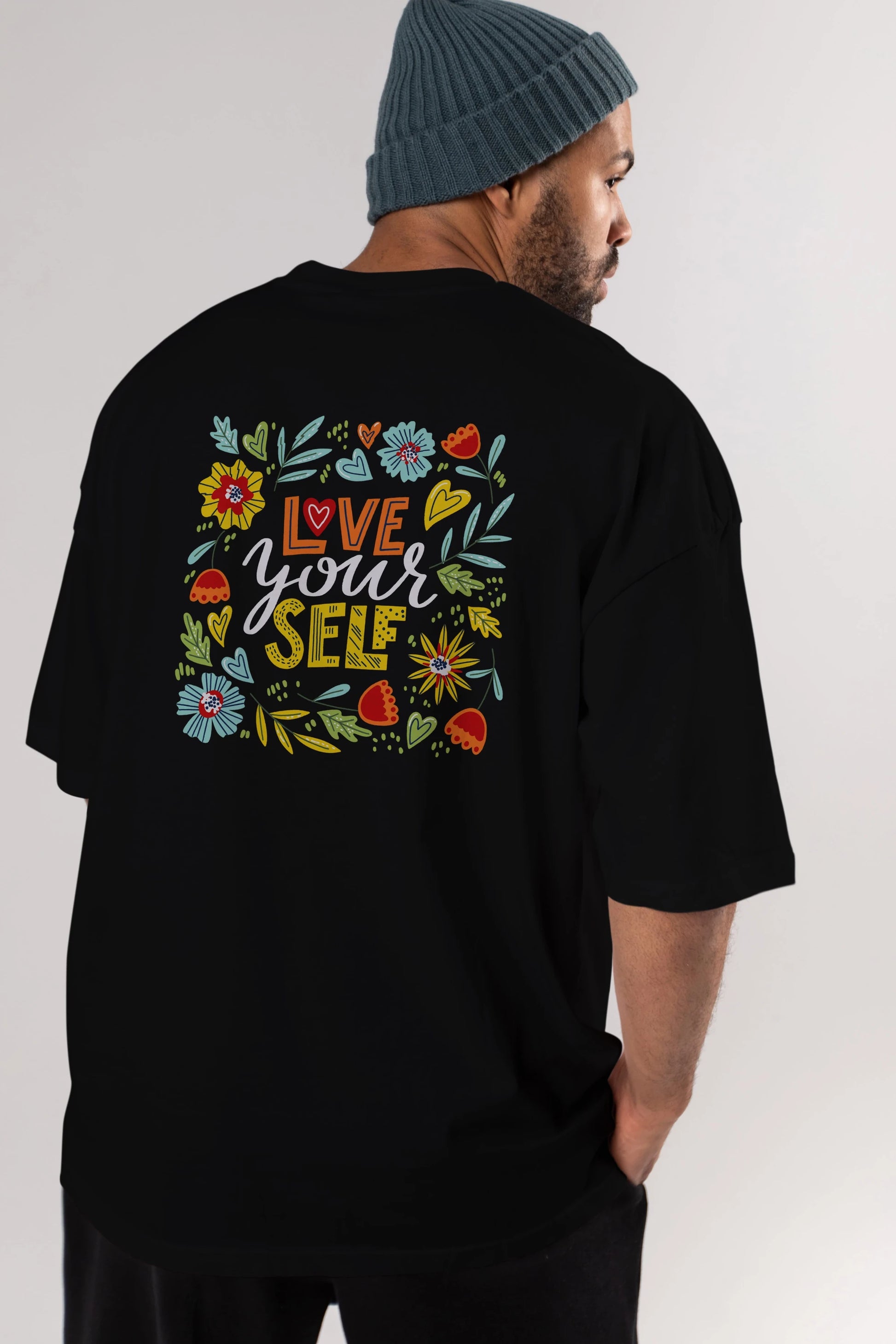 Love Yourself Yazılı Arka Baskılı Oversize t-shirt Erkek Kadın Unisex