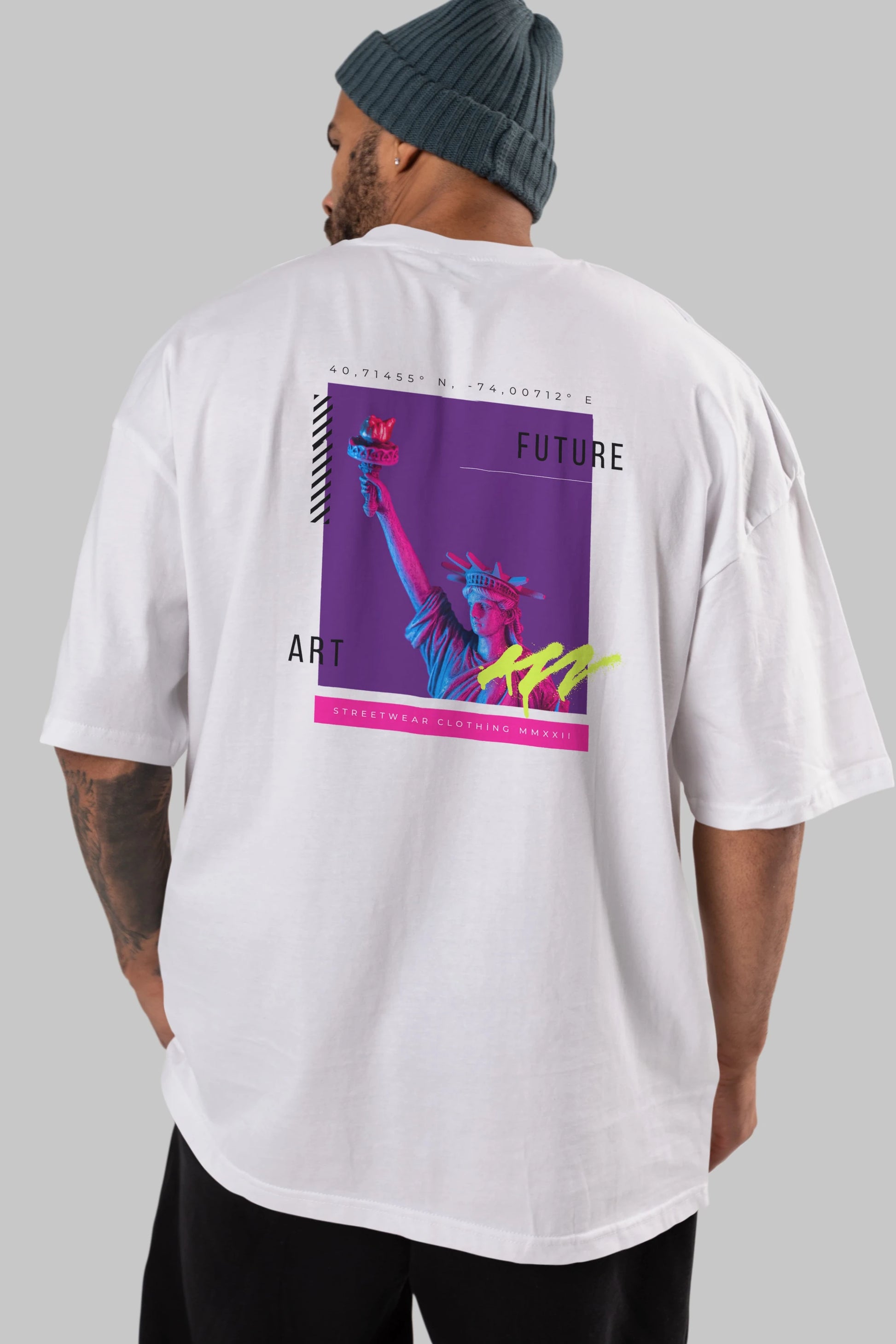 Future Art Arka Baskılı Oversize t-shirt Erkek Kadın Unisex