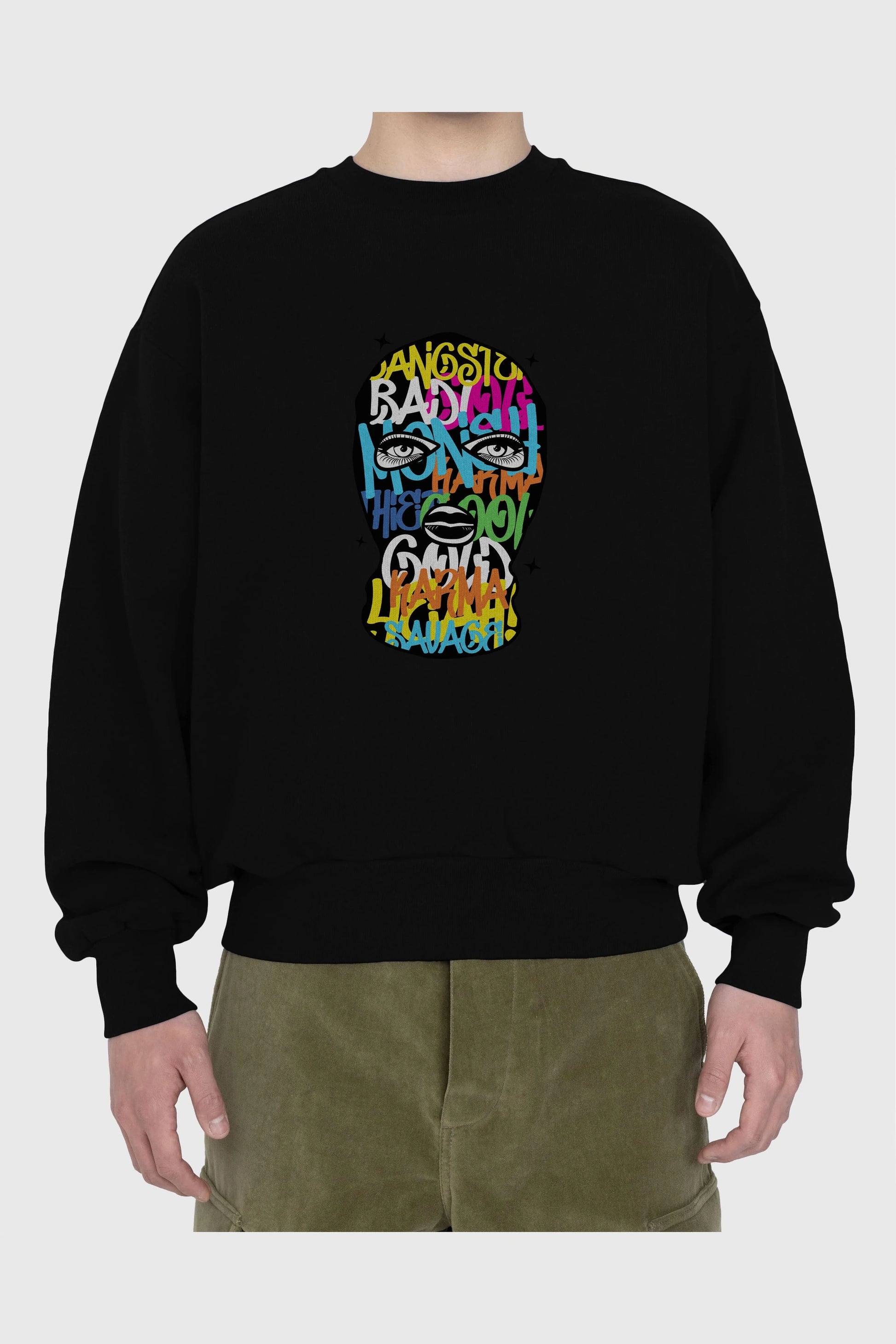 Karma Savage Ön Baskılı Oversize Sweatshirt Erkek Kadın Unisex