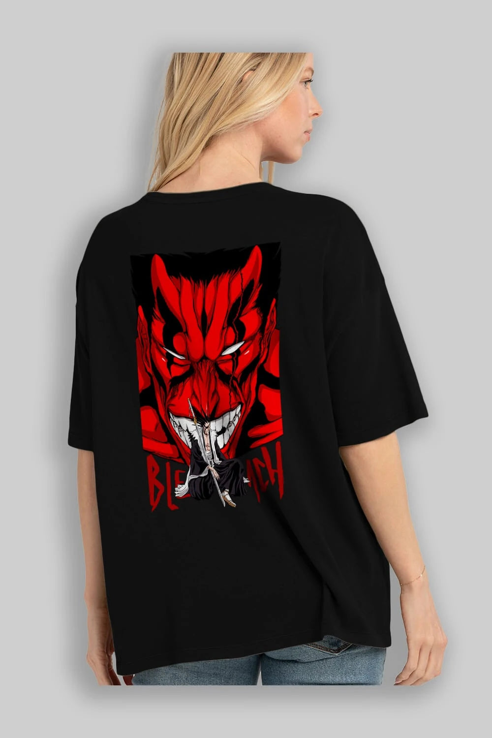 KENPACHI ZARAKI BLEACH Anime Arka Baskılı Oversize t-shirt Erkek Kadın Unisex