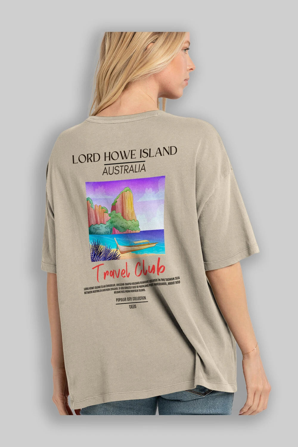 Lord Howe İsland Australia Arka Baskılı Oversize t-shirt Erkek Kadın Pamuk Bisiklet Yaka tişort