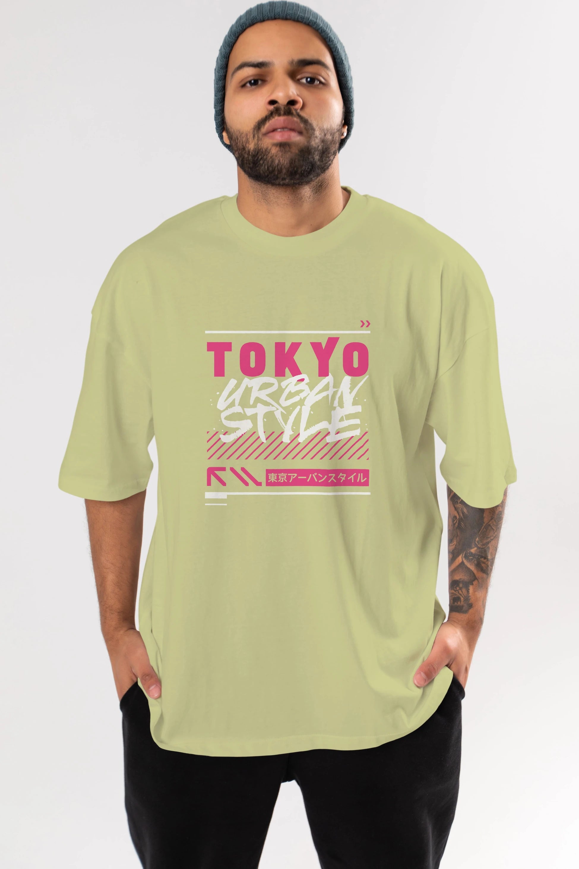 Tokyo Urban Style Ön Baskılı Oversize t-shirt Erkek Kadın Unisex
