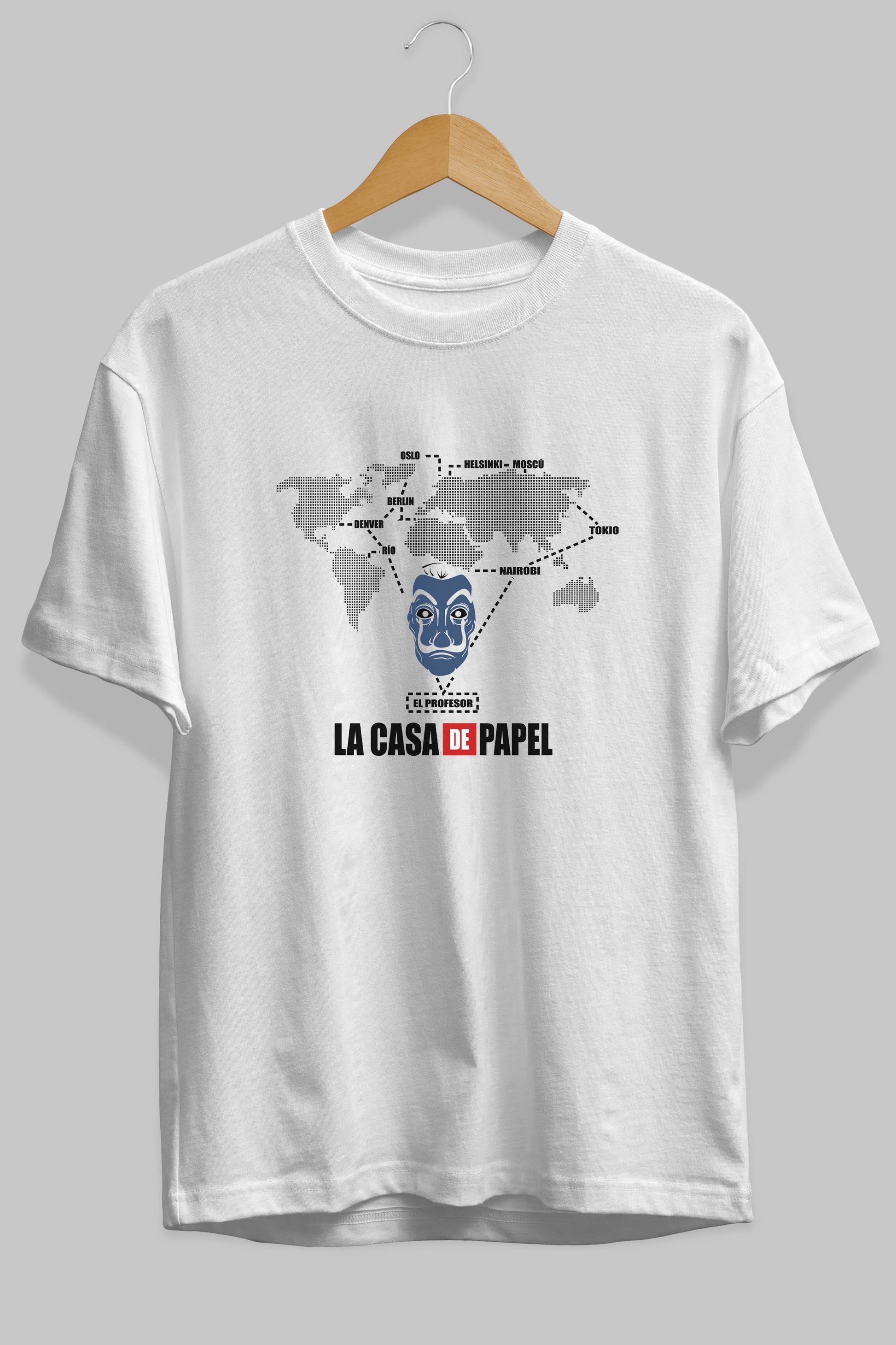 La Casa De Papel Ön Baskılı Oversize t-shirt Erkek Kadın Unisex %100 Pamuk Bisiklet Yaka tişort