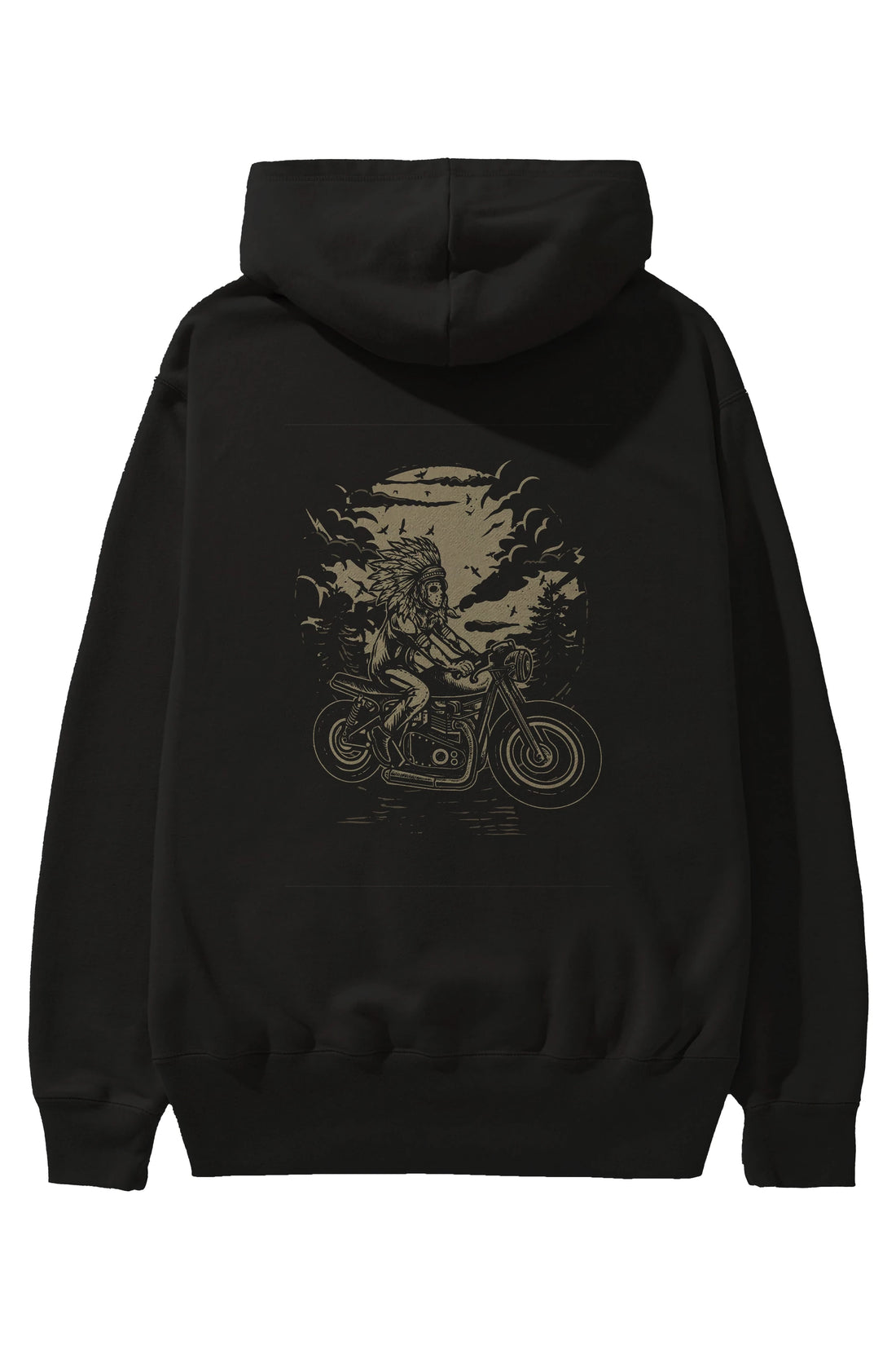 Indian Chief Rider Arka Baskılı Hoodie Oversize Kapüşonlu Sweatshirt Erkek Kadın Unisex