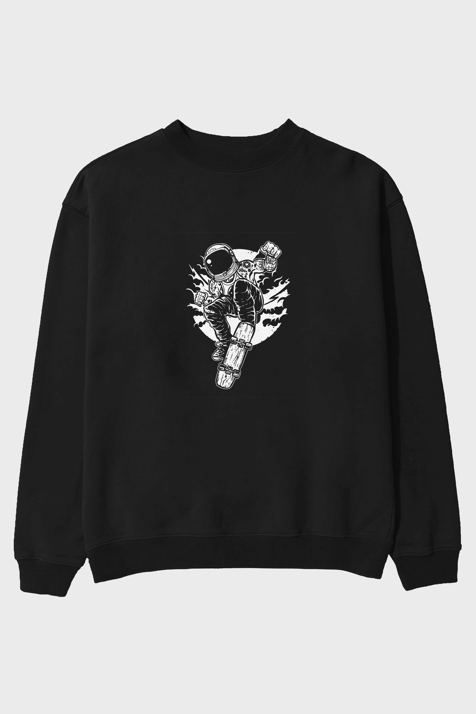 Space Skater Ön Baskılı Oversize Sweatshirt Erkek Kadın Unisex