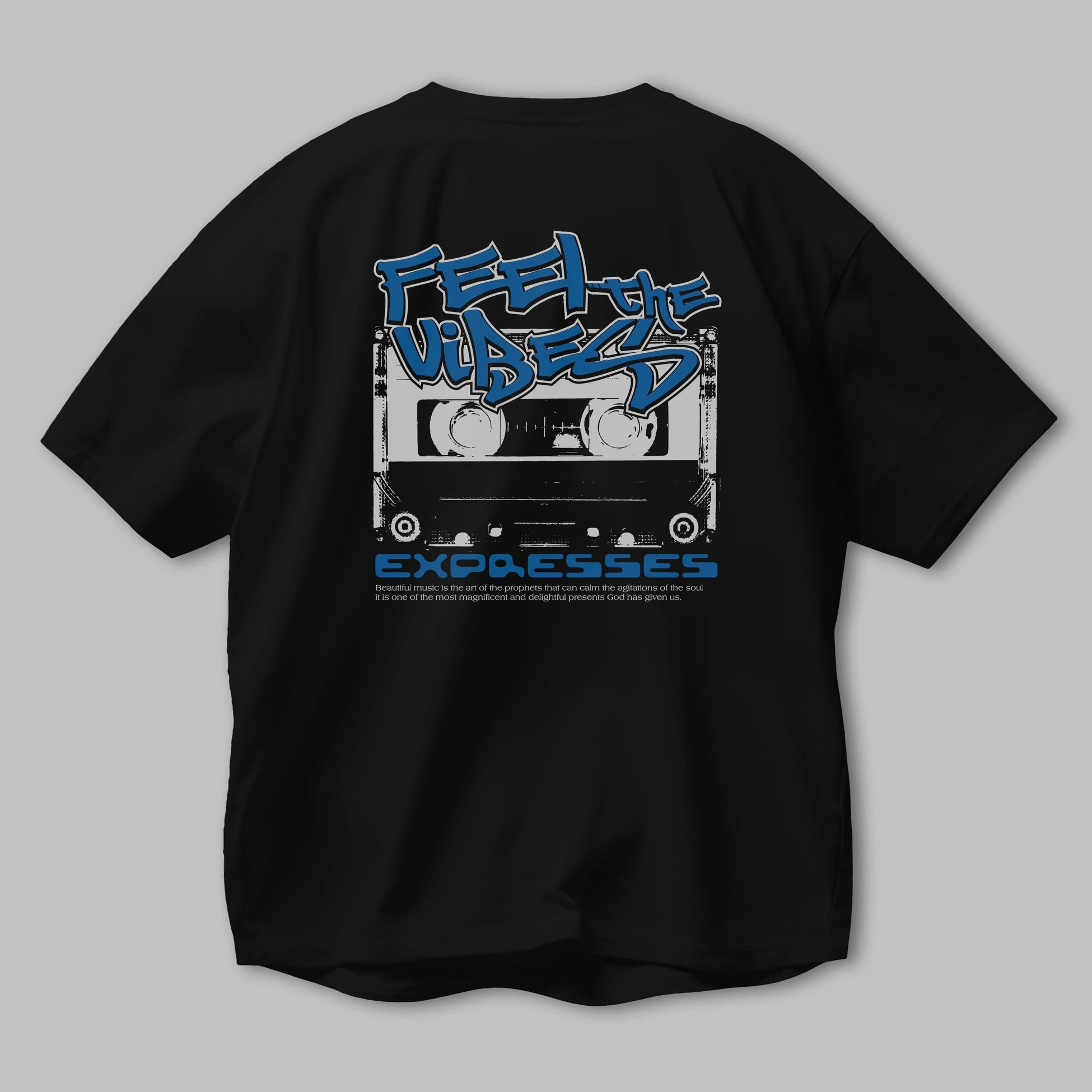 Feel The Vibes Arka Baskılı Oversize t-shirt Erkek Kadın Unisex