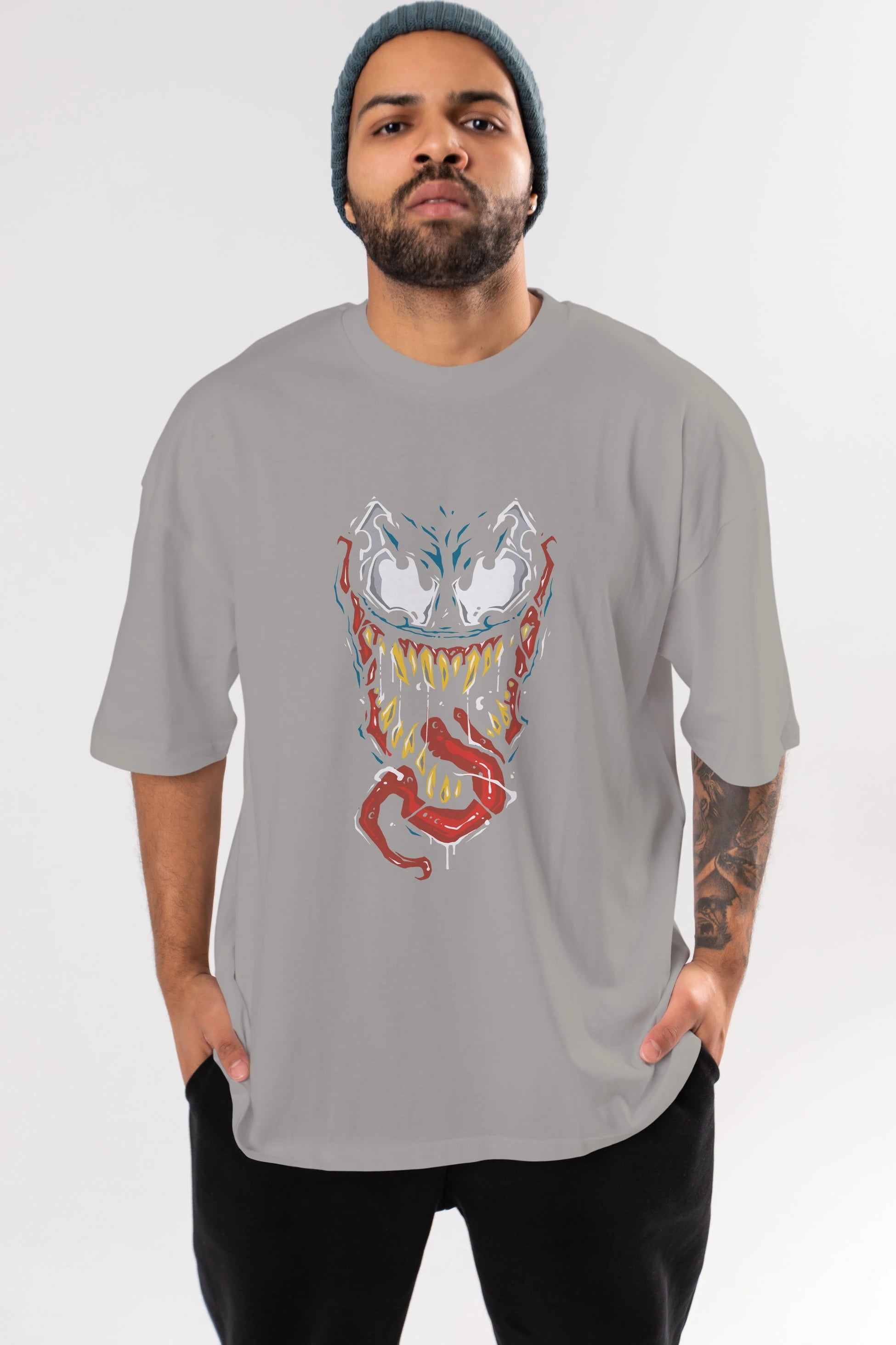 Venom (15) Ön Baskılı Oversize t-shirt Erkek Kadın Unisex %100 Pamuk Bisiklet Yaka tişort