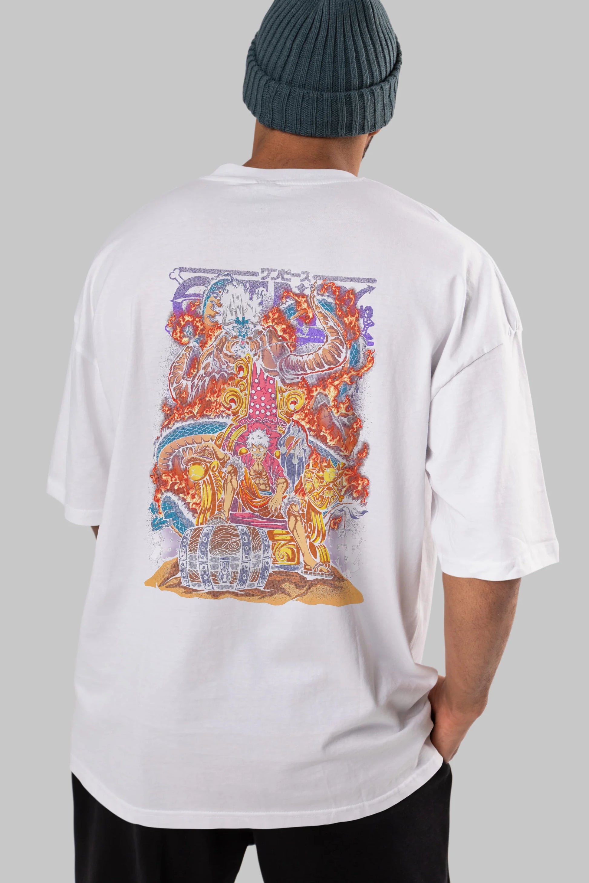 MONKEY D. LUFFY 1 Anime Arka Baskılı Oversize t-shirt Erkek Kadın Unisex