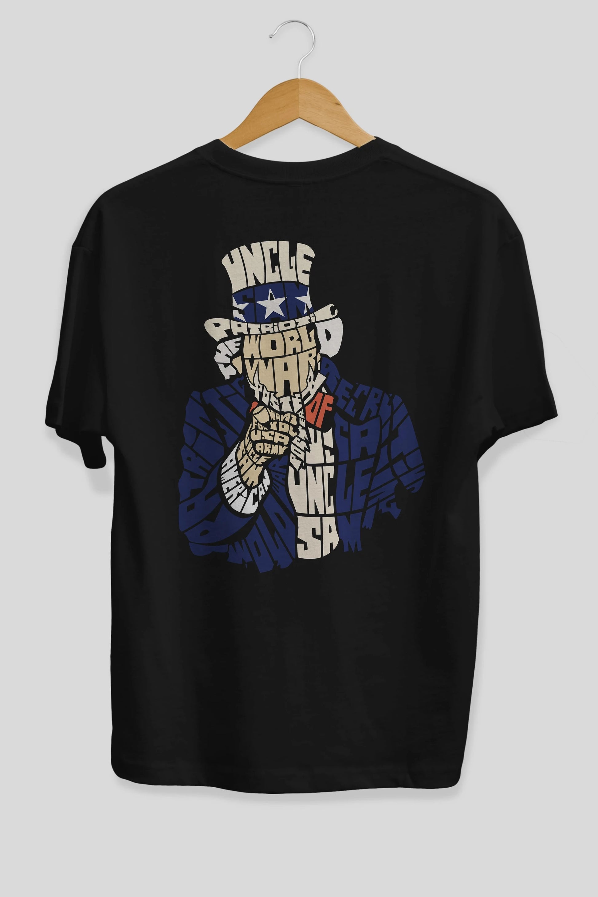 Uncle Sam Arka Baskılı Oversize t-shirt %100 pamuk Erkek Kadın Unisex