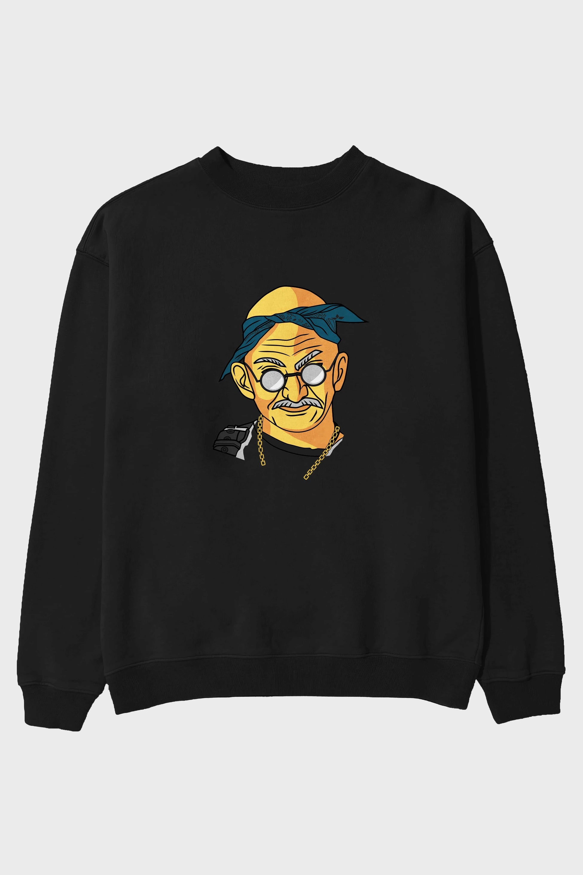 Tupac Gandhi Ön Baskılı Oversize Sweatshirt Erkek Kadın Unisex