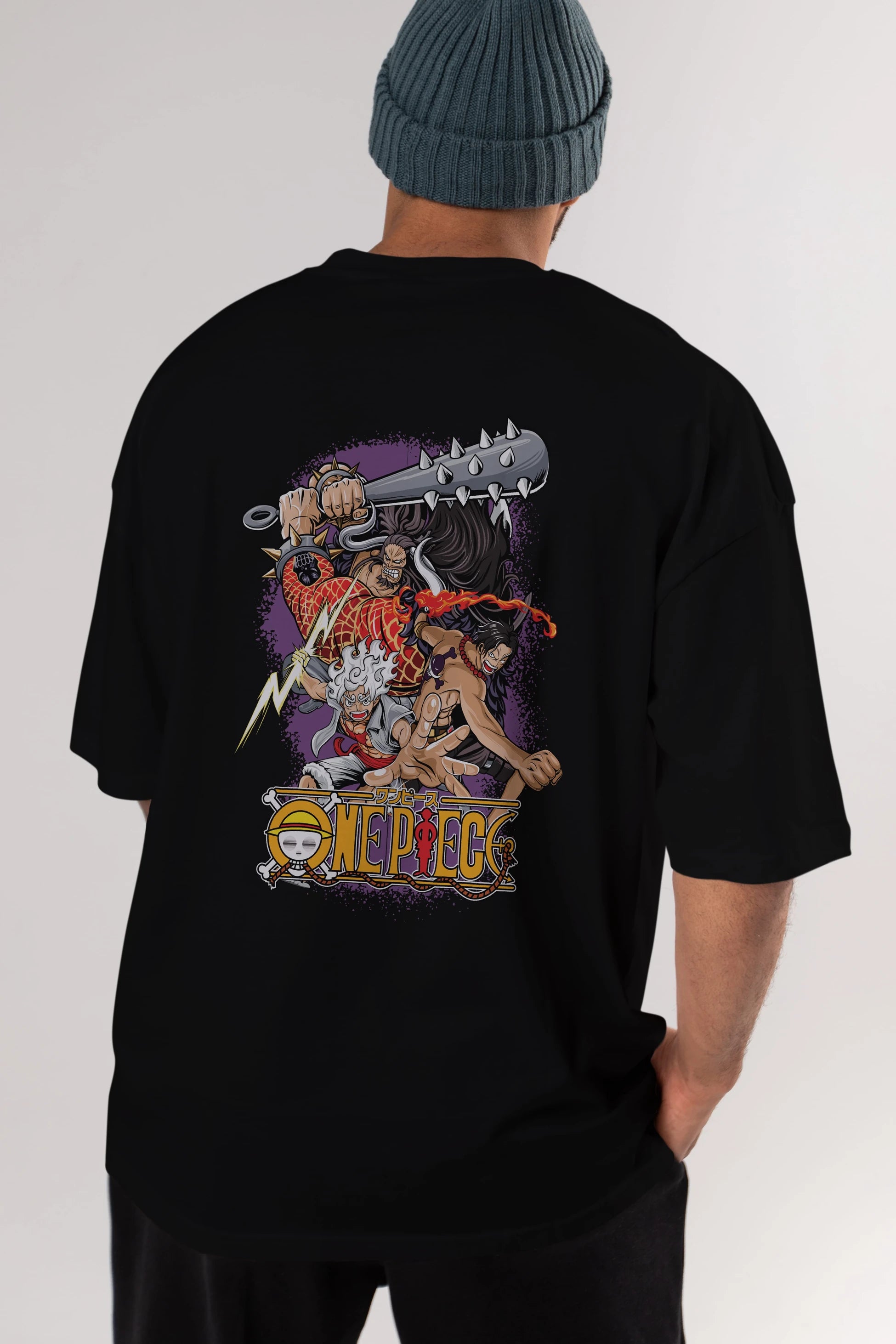 ONE PIECE (6) Anime Arka Baskılı Oversize t-shirt Erkek Kadın Unisex