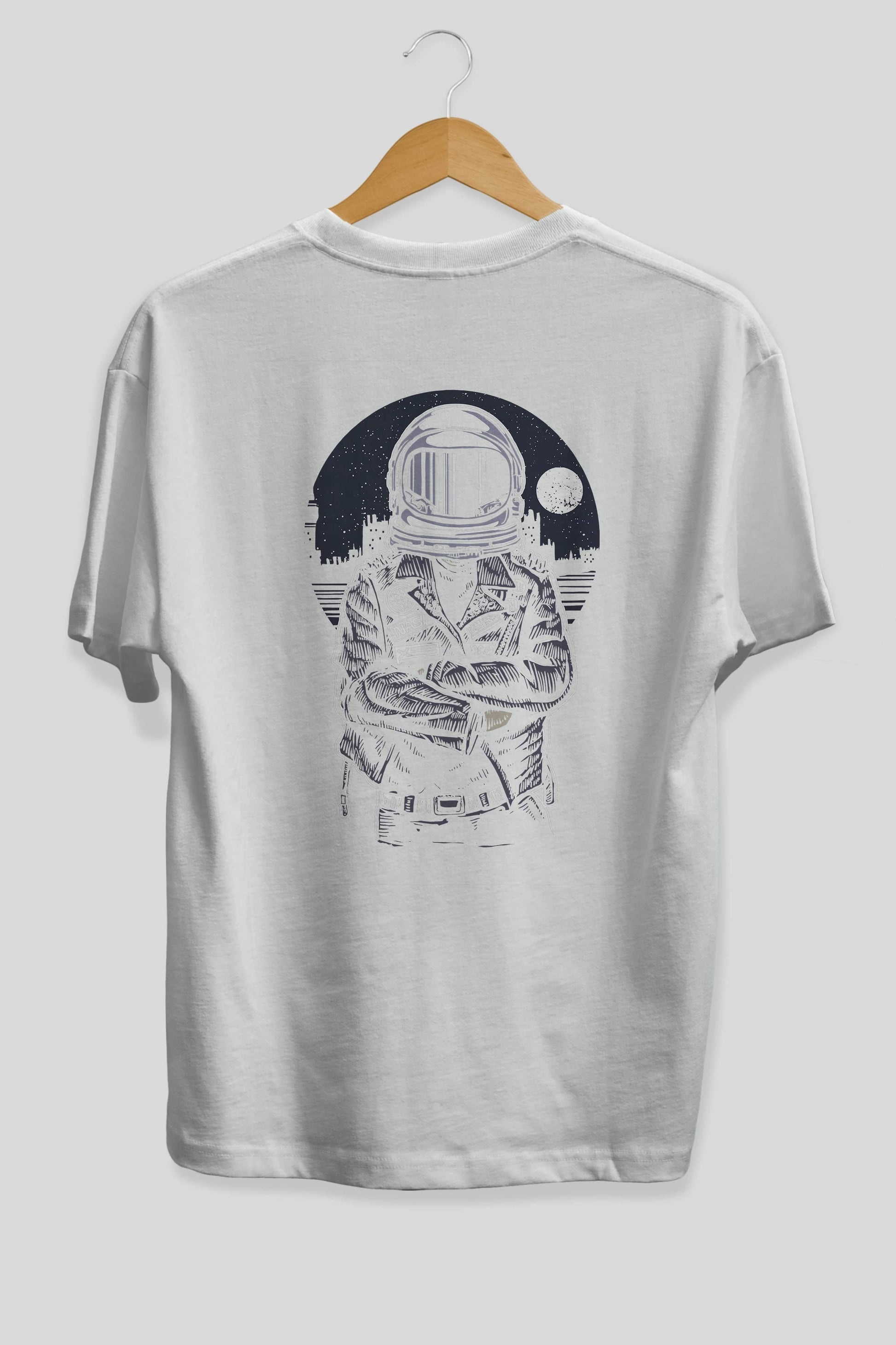 Astronaut Rebel Arka Baskılı Oversize t-shirt Erkek Kadın Unisex %100 Pamuk