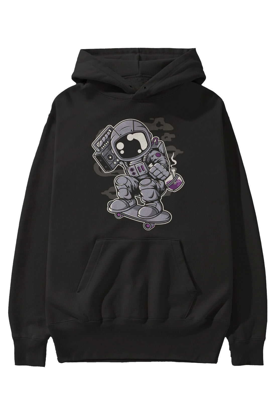 Astroanut Skater Boombox Ön Baskılı Hoodie Oversize Kapüşonlu Sweatshirt Erkek Kadın Unisex