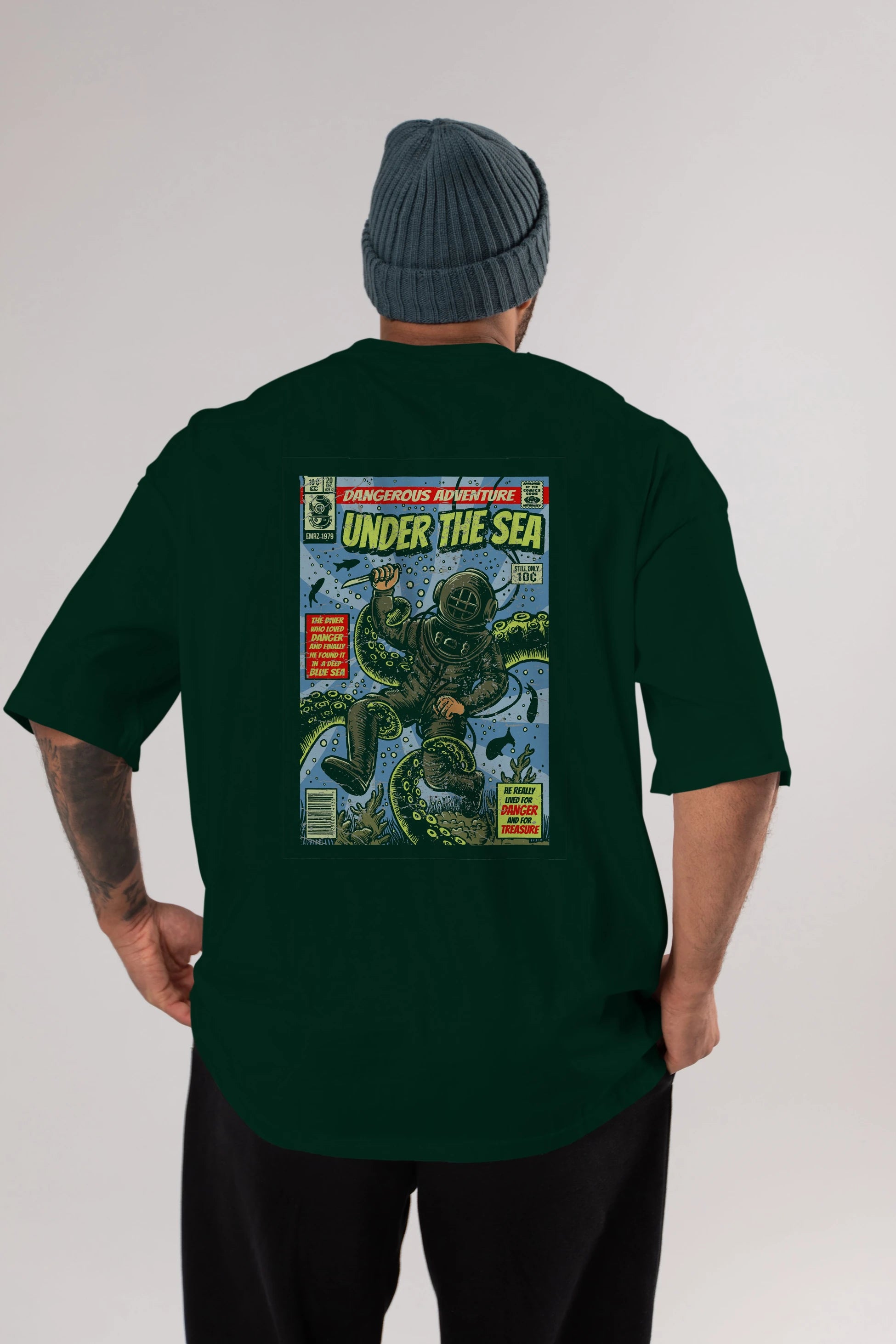 Under The Sea Arka Baskılı Oversize t-shirt Erkek Kadın Unisex %100 Pamuk