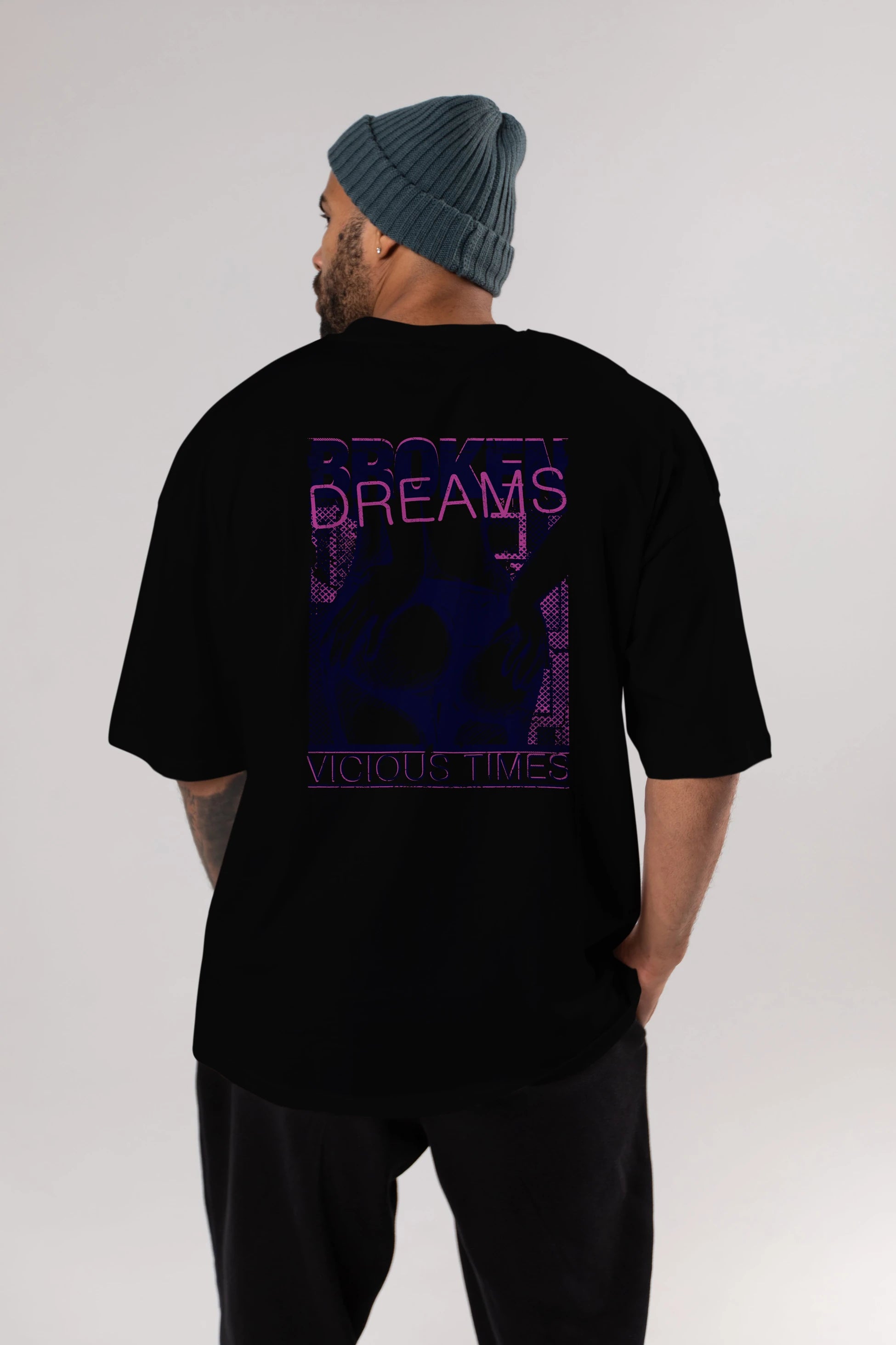 Broken Dreams Arka Baskılı Oversize t-shirt Erkek Kadın Unisex