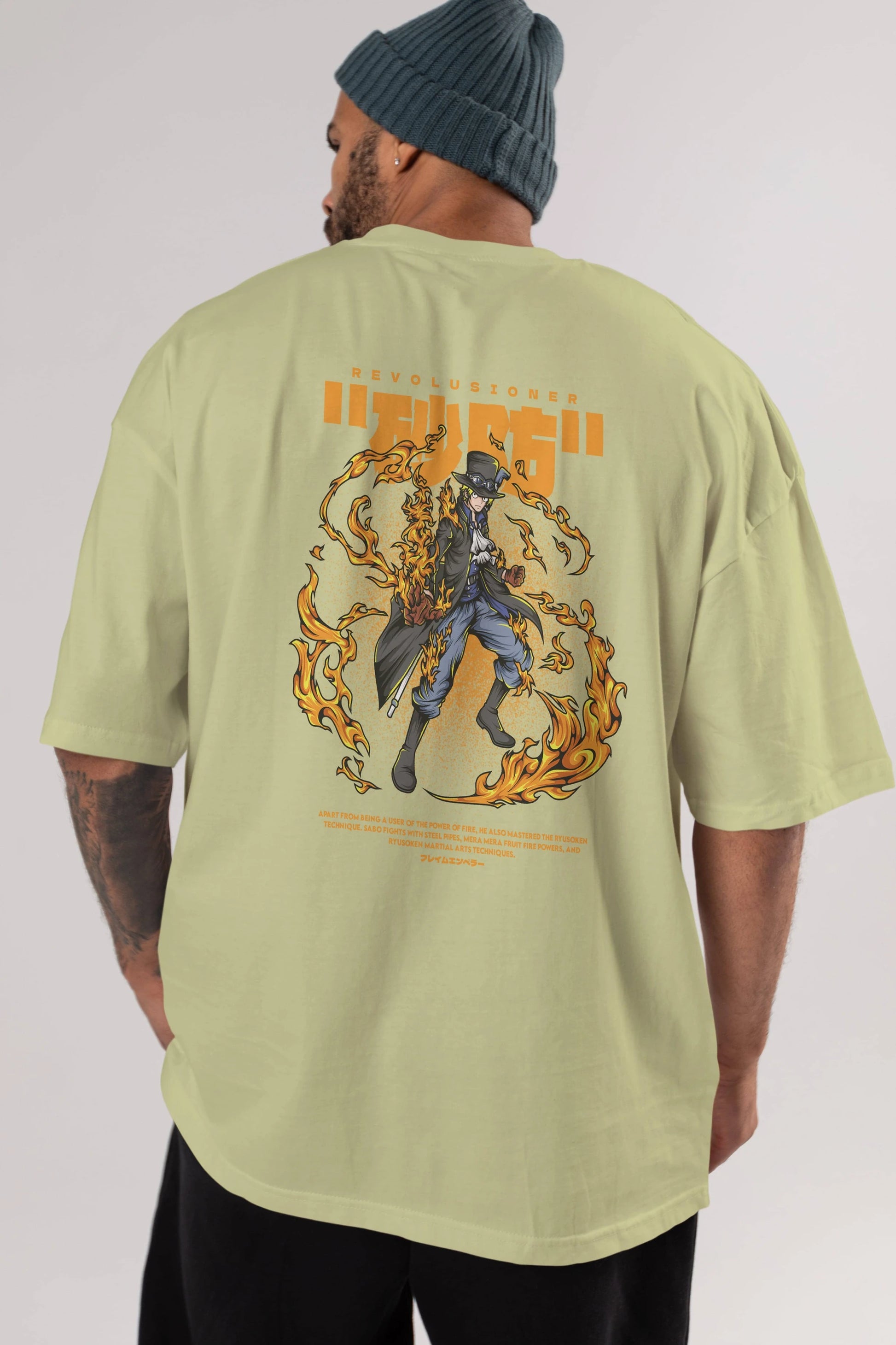 Revolusioner Sabo Anime Arka Baskılı Oversize t-shirt Erkek Kadın Unisex