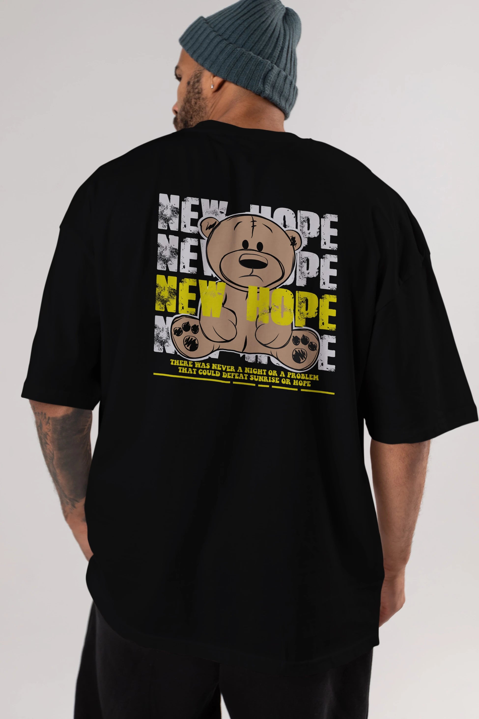 Teddy Bear New Hope Arka Baskılı Oversize t-shirt Erkek Kadın Unisex