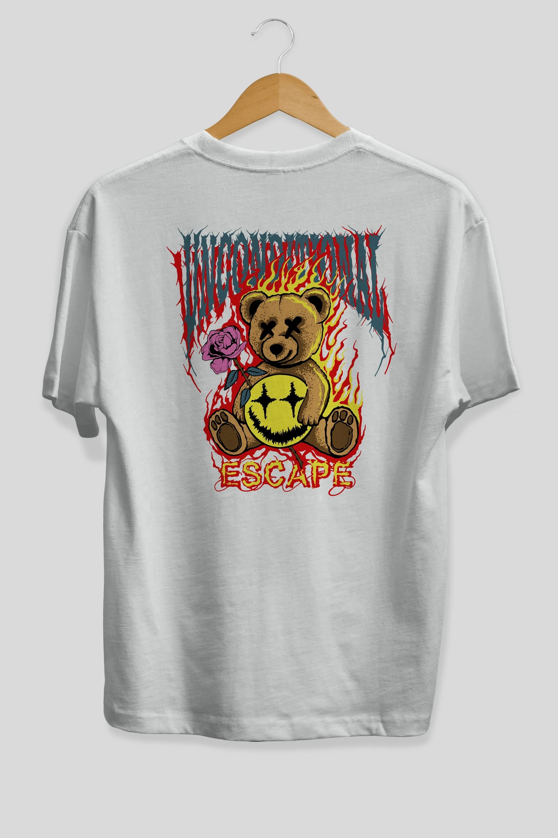 Escape Bear Arka Baskılı Oversize t-shirt Erkek Kadın Unisex