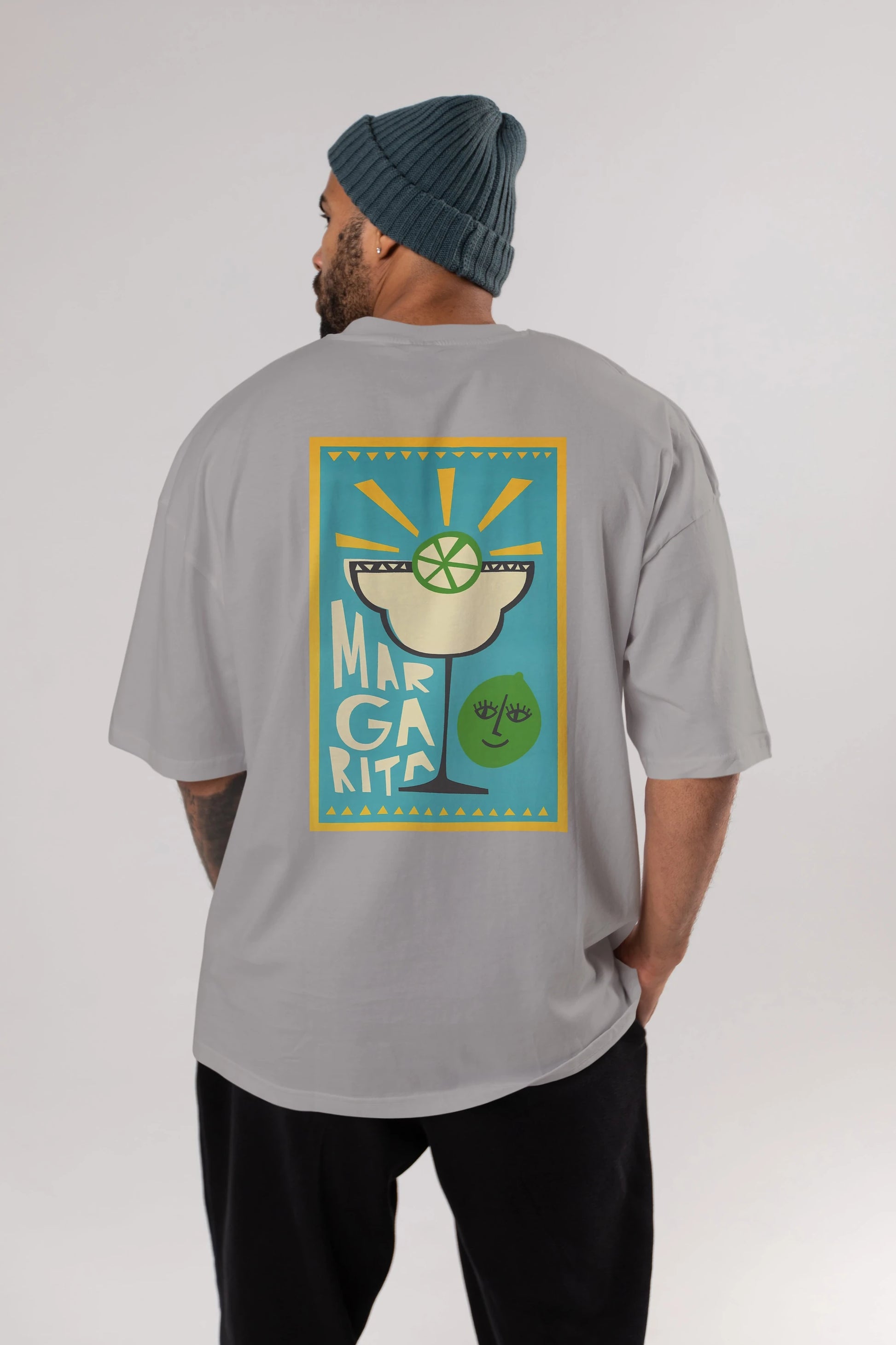 Margarita 4 Arka Baskılı Oversize t-shirt Erkek Kadın Unisex %100 Pamuk Bisiklet Yaka tişort