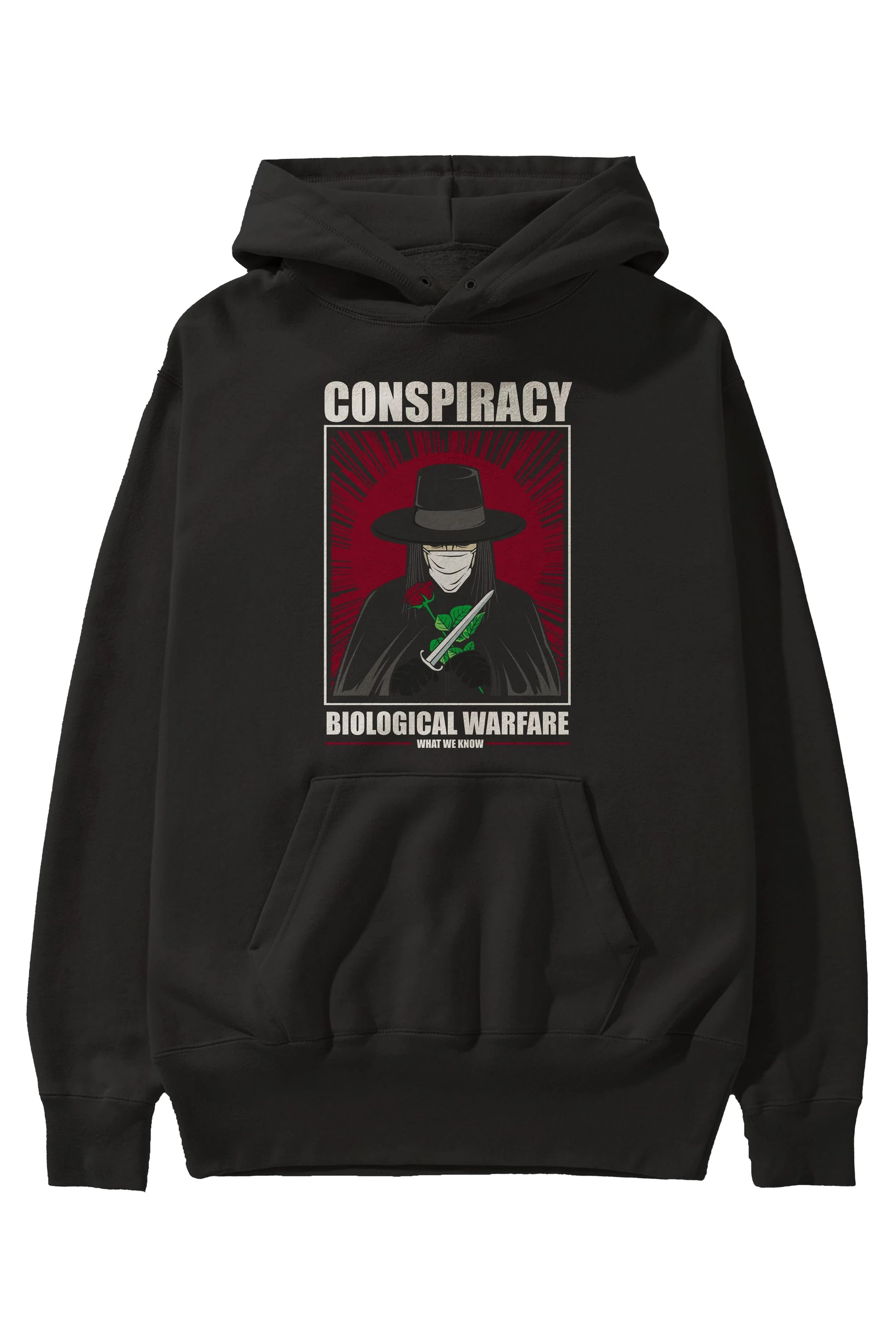 Vendetta Masker Ön Baskılı Hoodie Oversize Kapüşonlu Sweatshirt Erkek Kadın Unisex