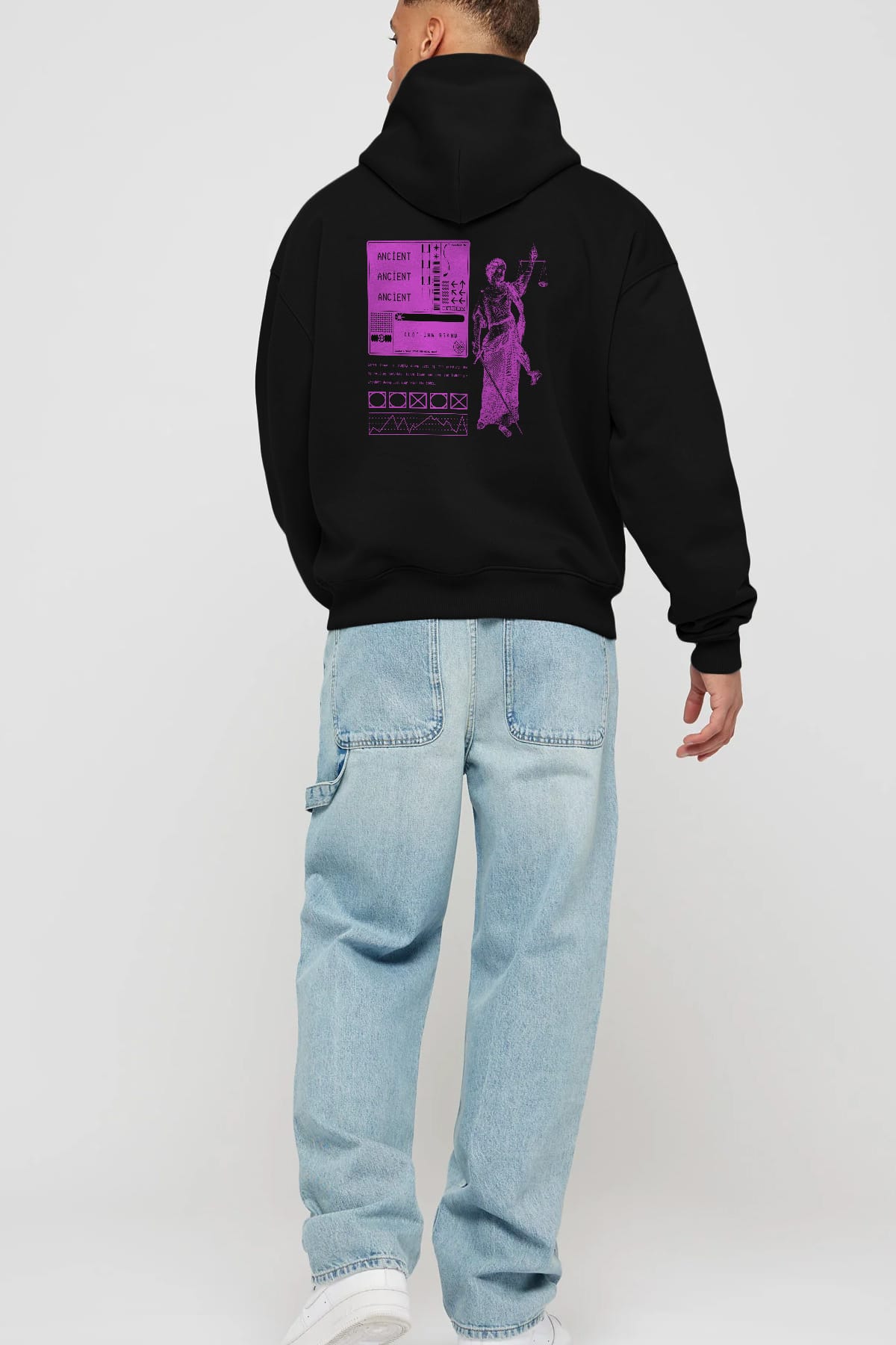Ancient Streetwear Arka Baskılı Oversize Hoodie Kapüşonlu Sweatshirt Erkek Kadın Unisex