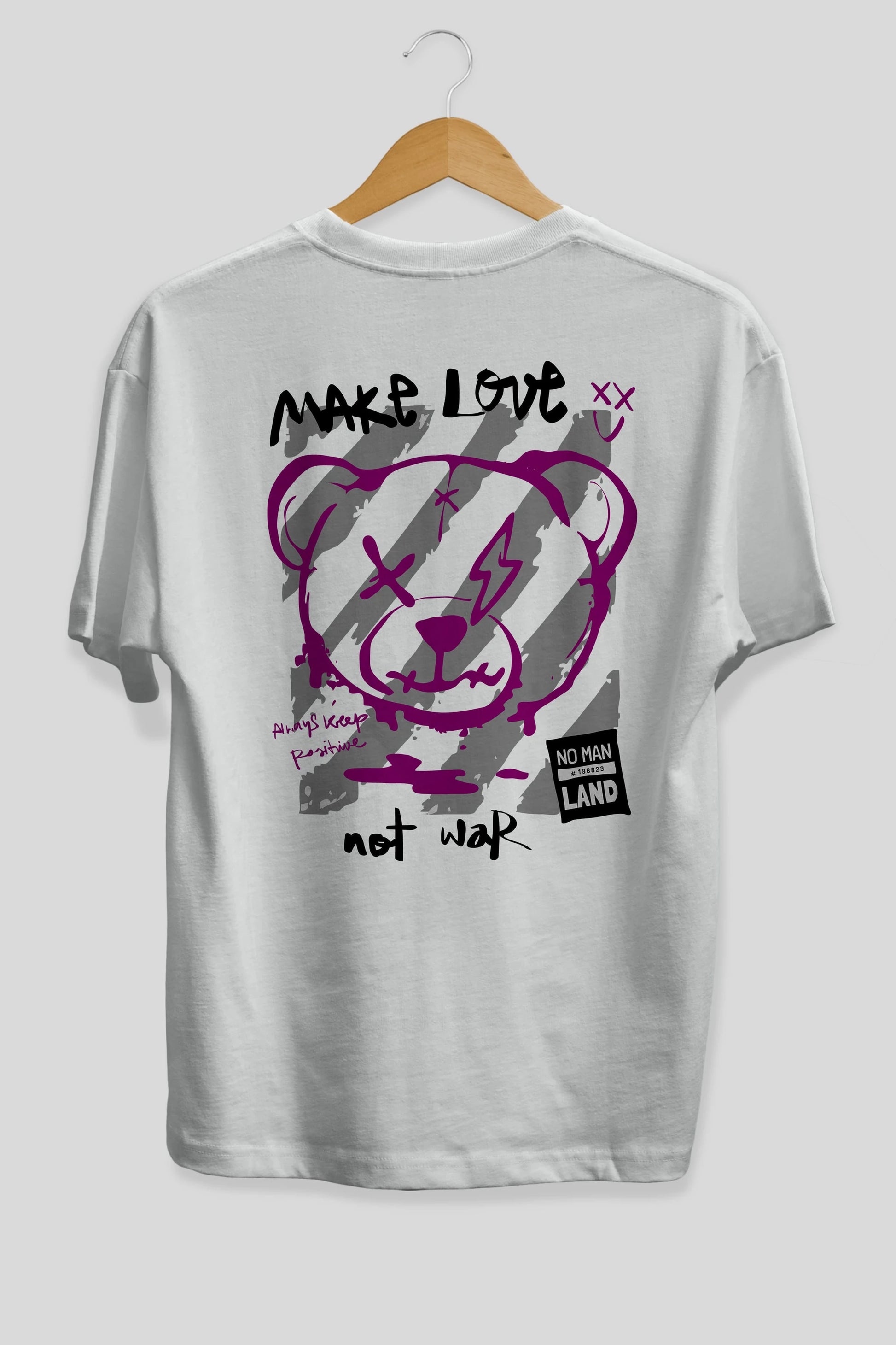 Make Love Bear Arka Baskılı Oversize t-shirt Erkek Kadın Unisex
