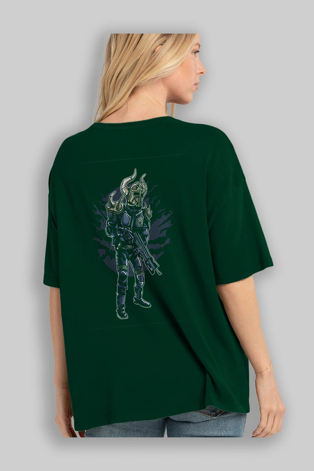 Viking Soldier Arka Baskılı Oversize t-shirt Erkek Kadın Unisex %100 Pamuk