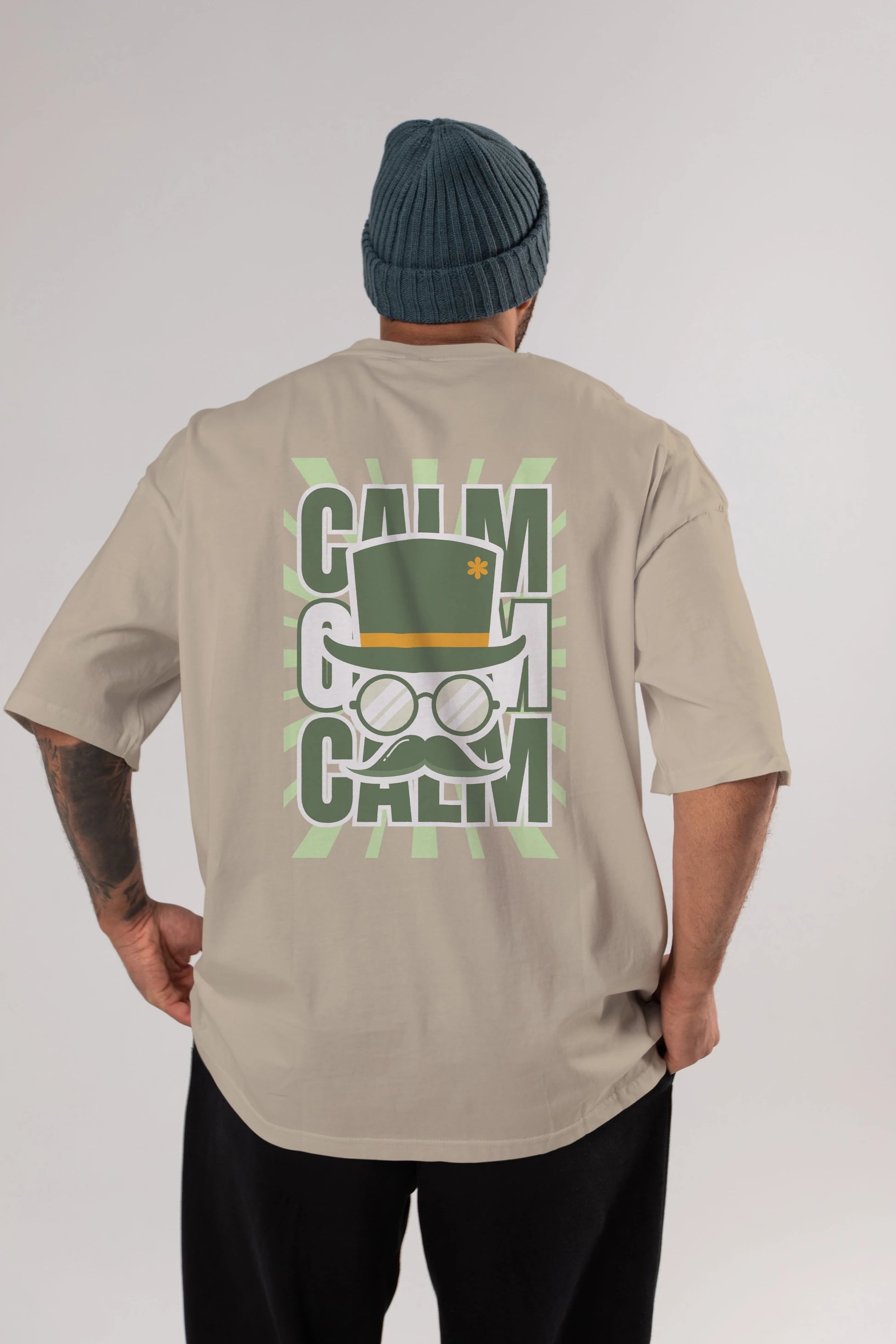 Calm Yazılı Arka Baskılı Oversize t-shirt Erkek Kadın Unisex