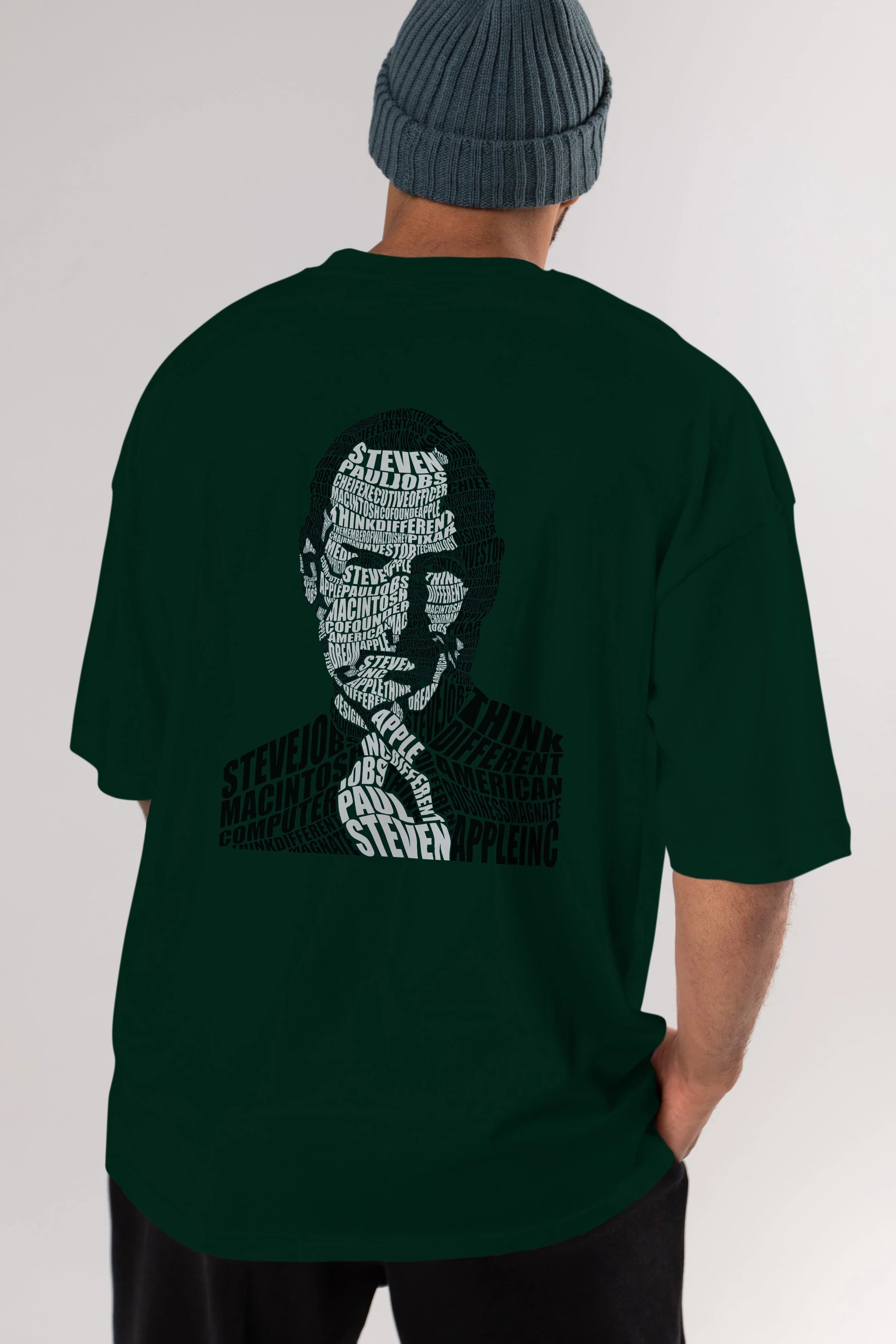 Steve Jobs Calligram Arka Baskılı Oversize t-shirt %100 pamuk Erkek Kadın Unisex