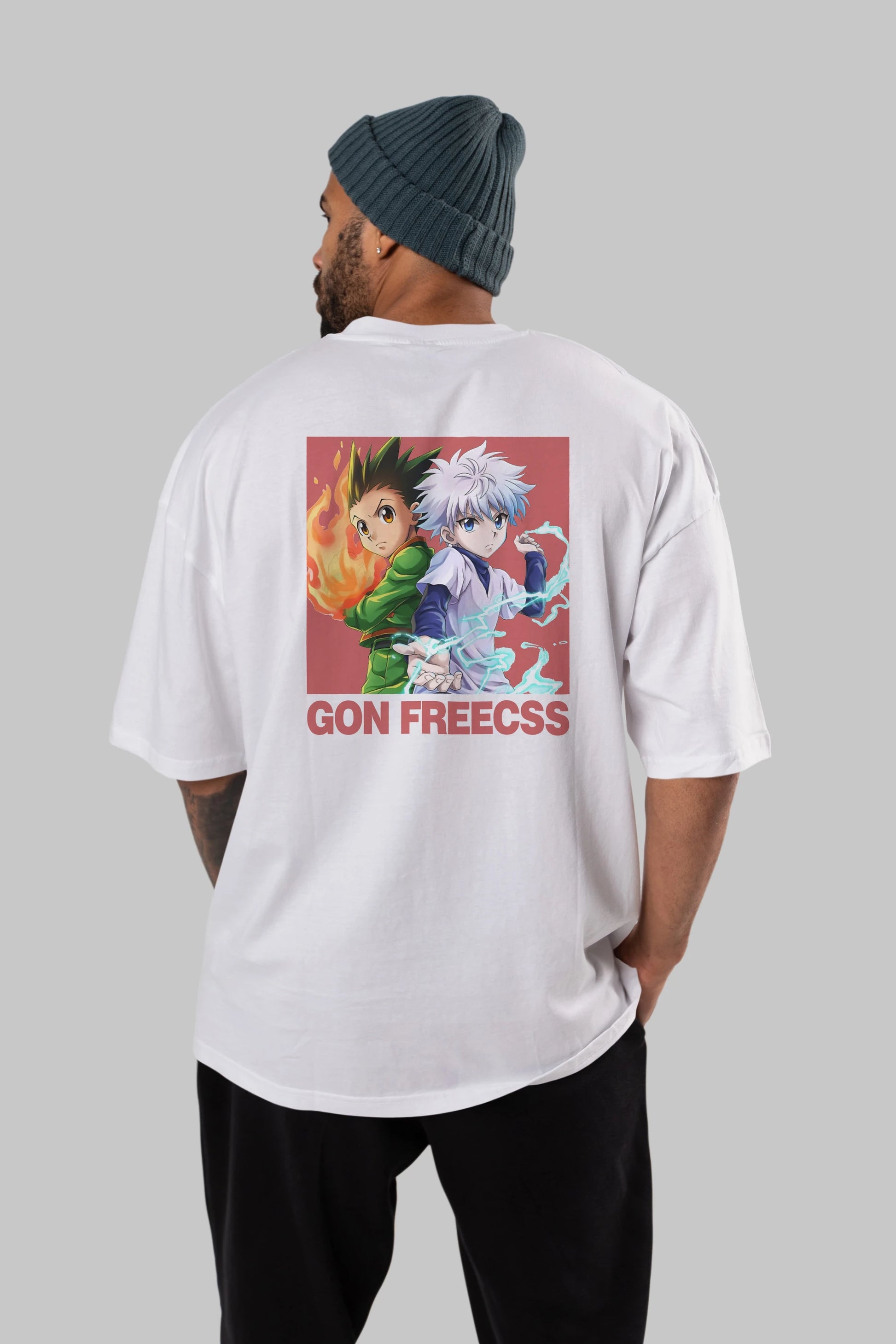 Gon Freecss HUNTER X HUNTER 4 Anime Arka Baskılı Oversize t-shirt Erkek Kadın Unisex