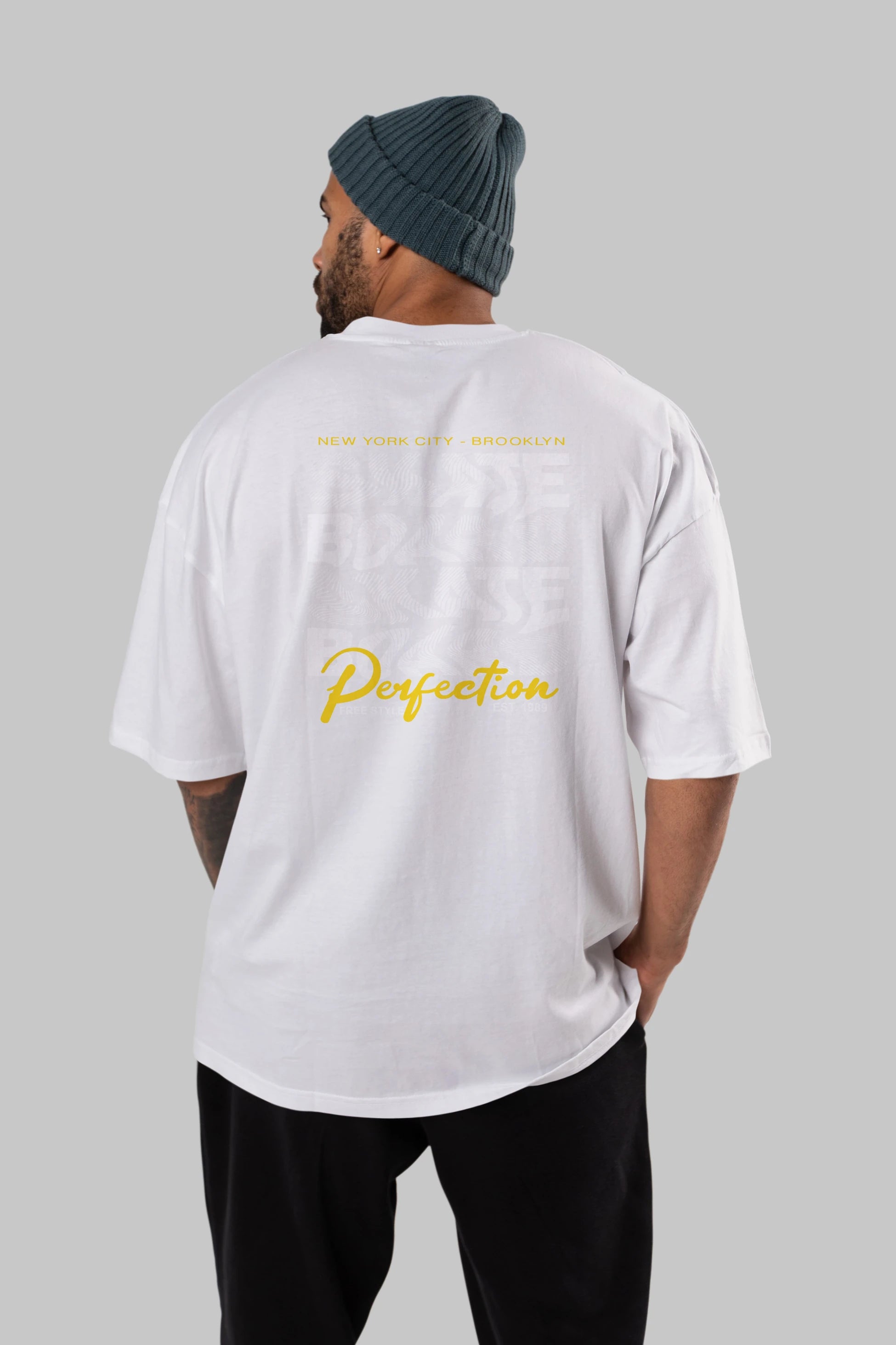 New York City and Brooklyn Arka Baskılı Oversize t-shirt Erkek Kadın Unisex