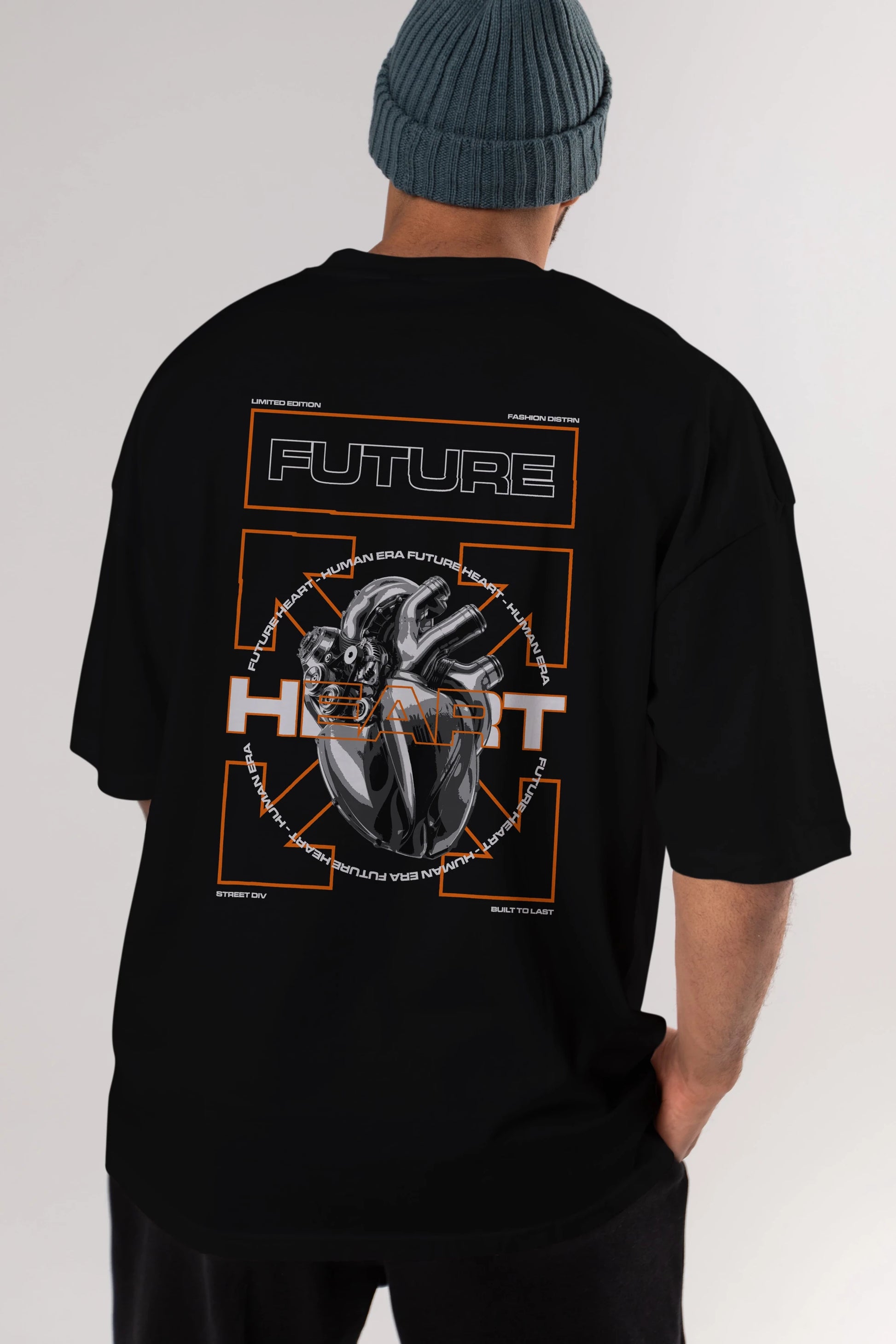 Future Heart Arka Baskılı Oversize t-shirt Erkek Kadın Unisex