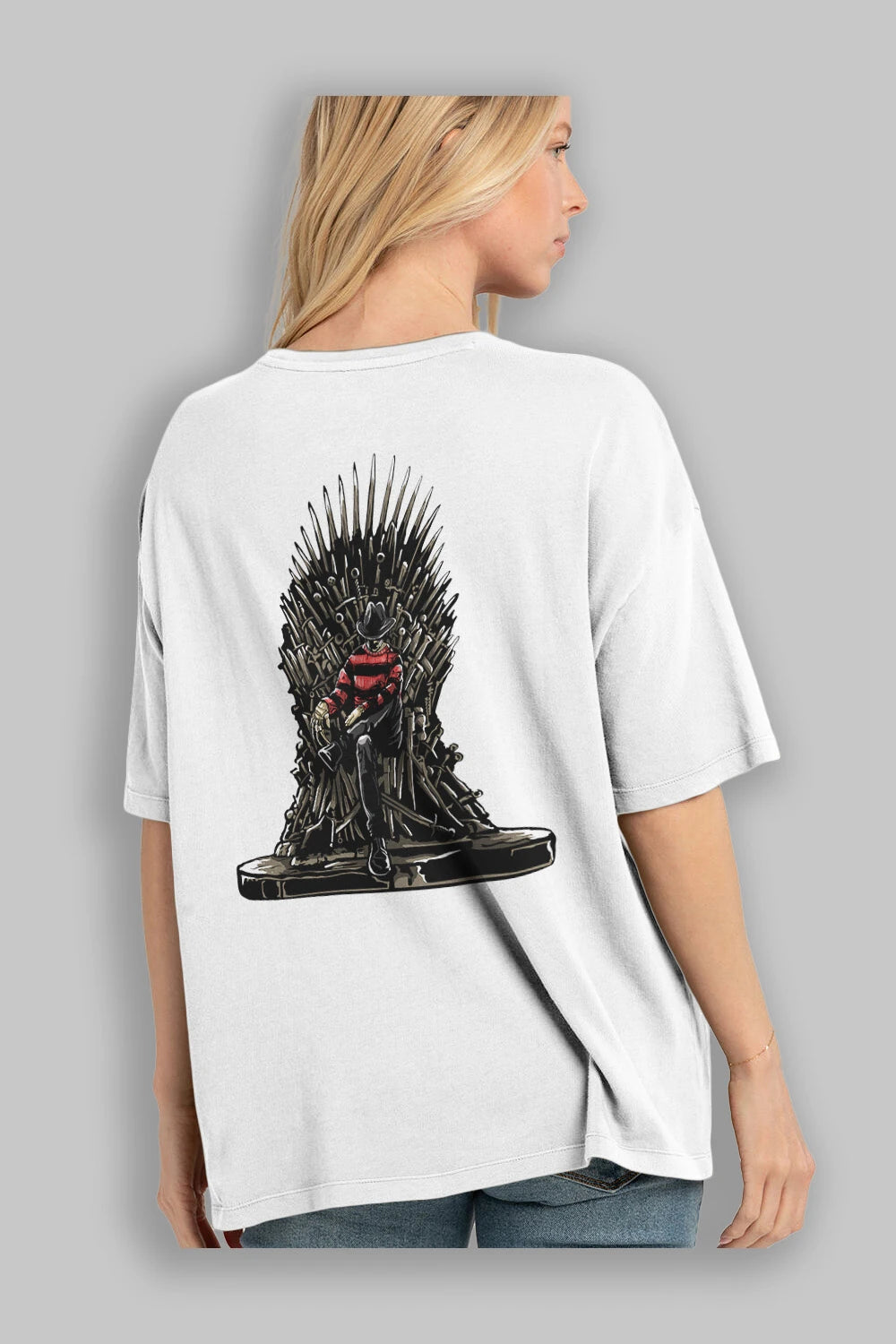 Nightmare Throne Arka Baskılı Oversize t-shirt Erkek Kadın Unisex %100 Pamuk