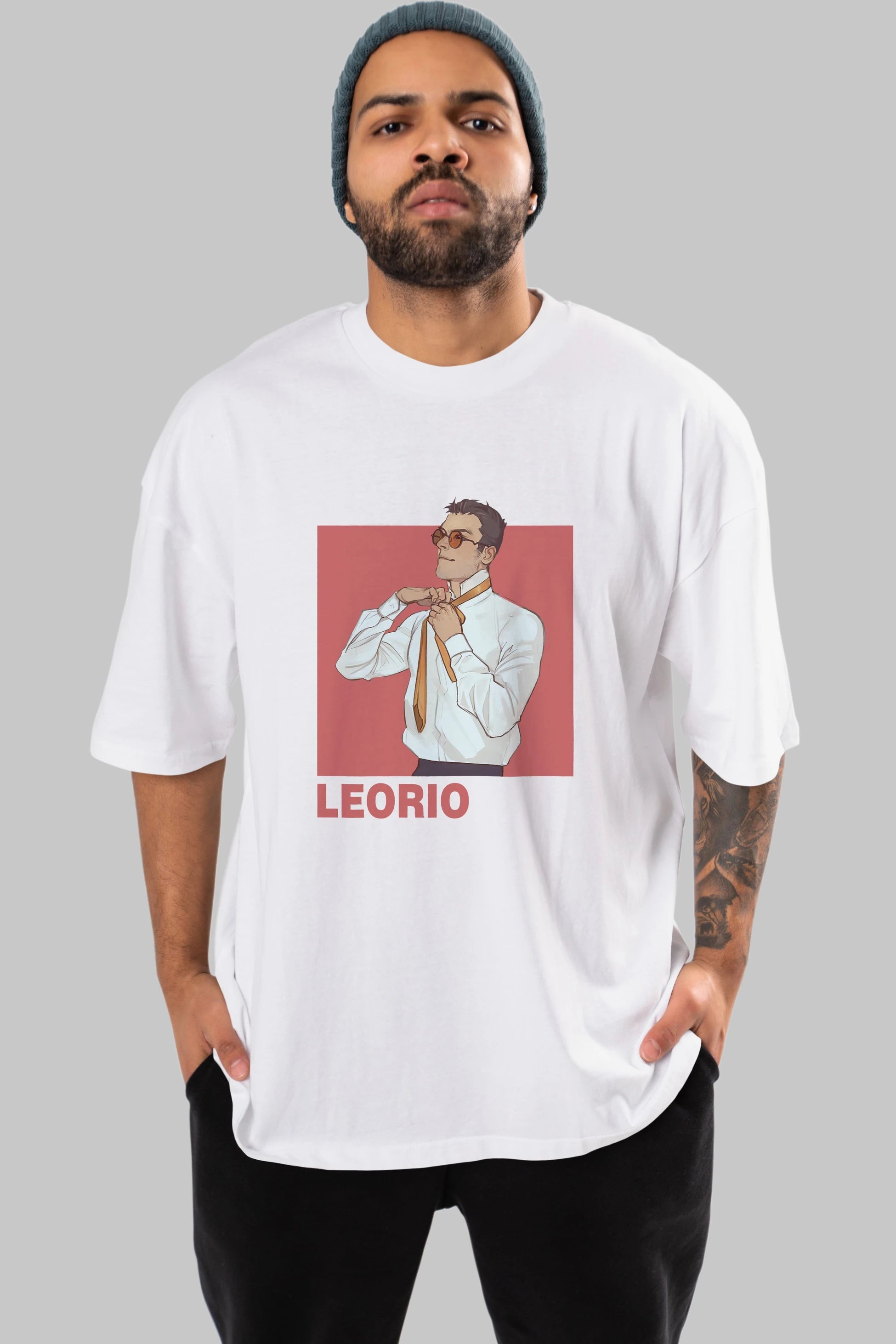 Leorio Paladiknight 5 Anime Ön Baskılı Oversize t-shirt %100 pamuk Erkek Kadın Unisex