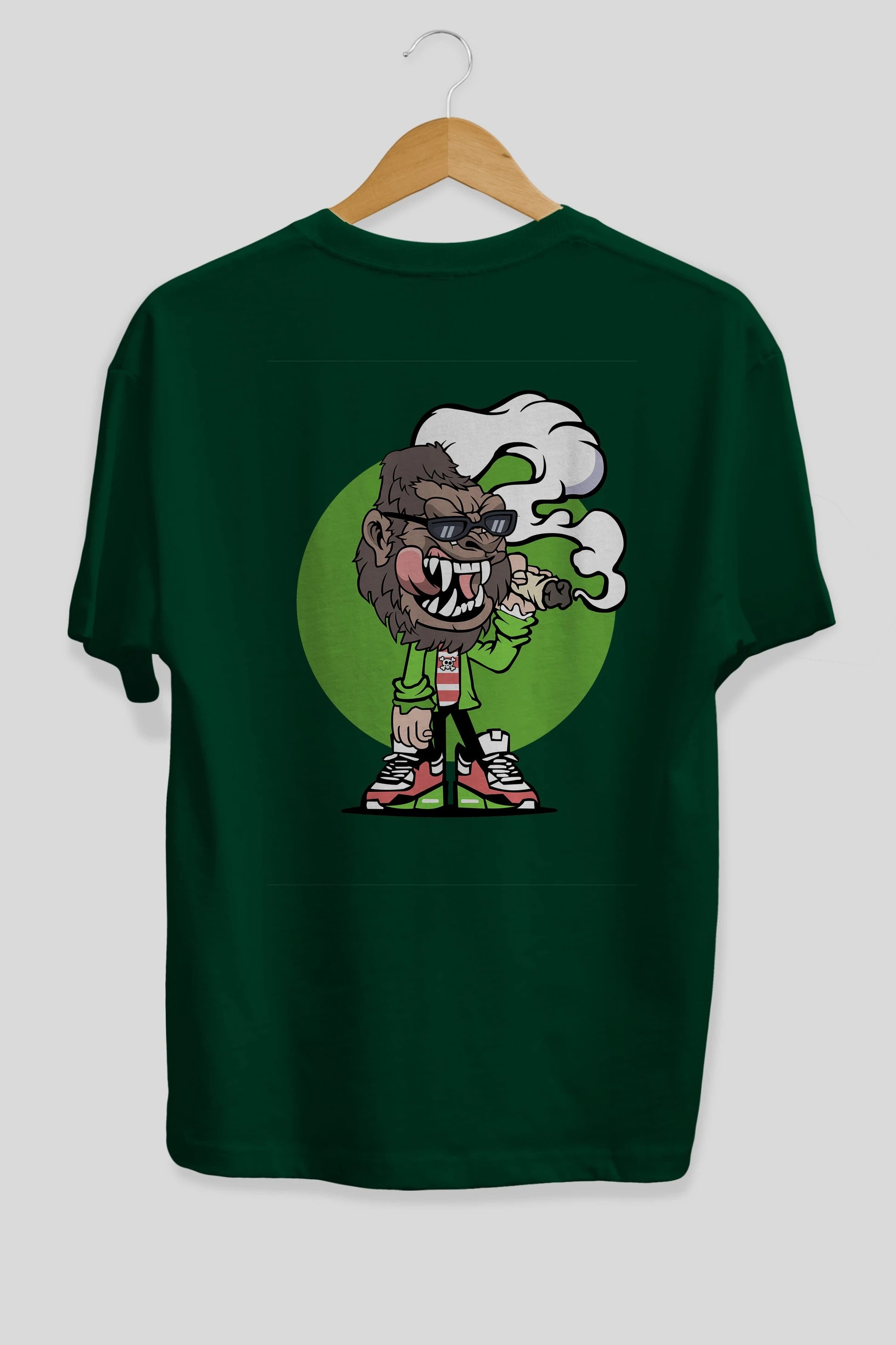 Gorilla Smoker Arka Baskılı Oversize t-shirt Erkek Kadın Unisex %100 Pamuk tişort