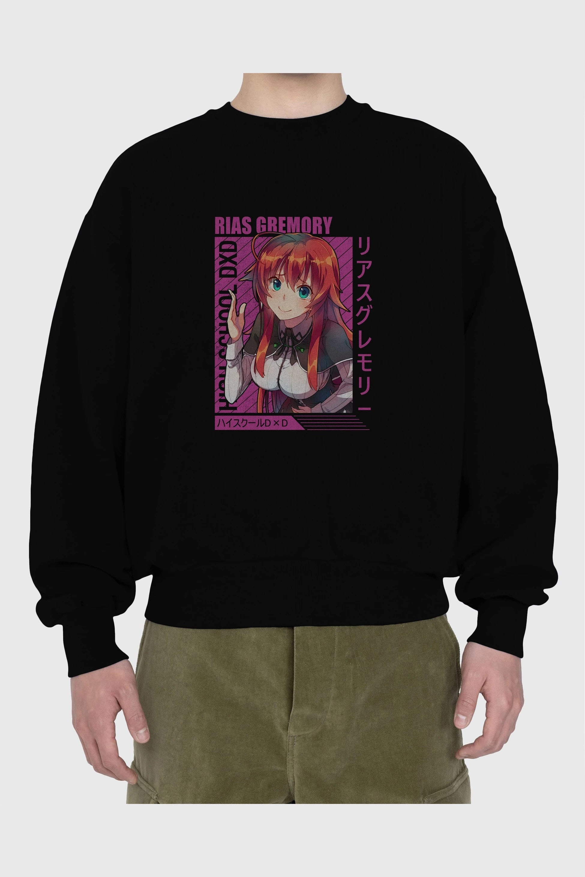 Rias Gremory 10 Anime Ön Baskılı Oversize Sweatshirt Erkek Kadın Unisex