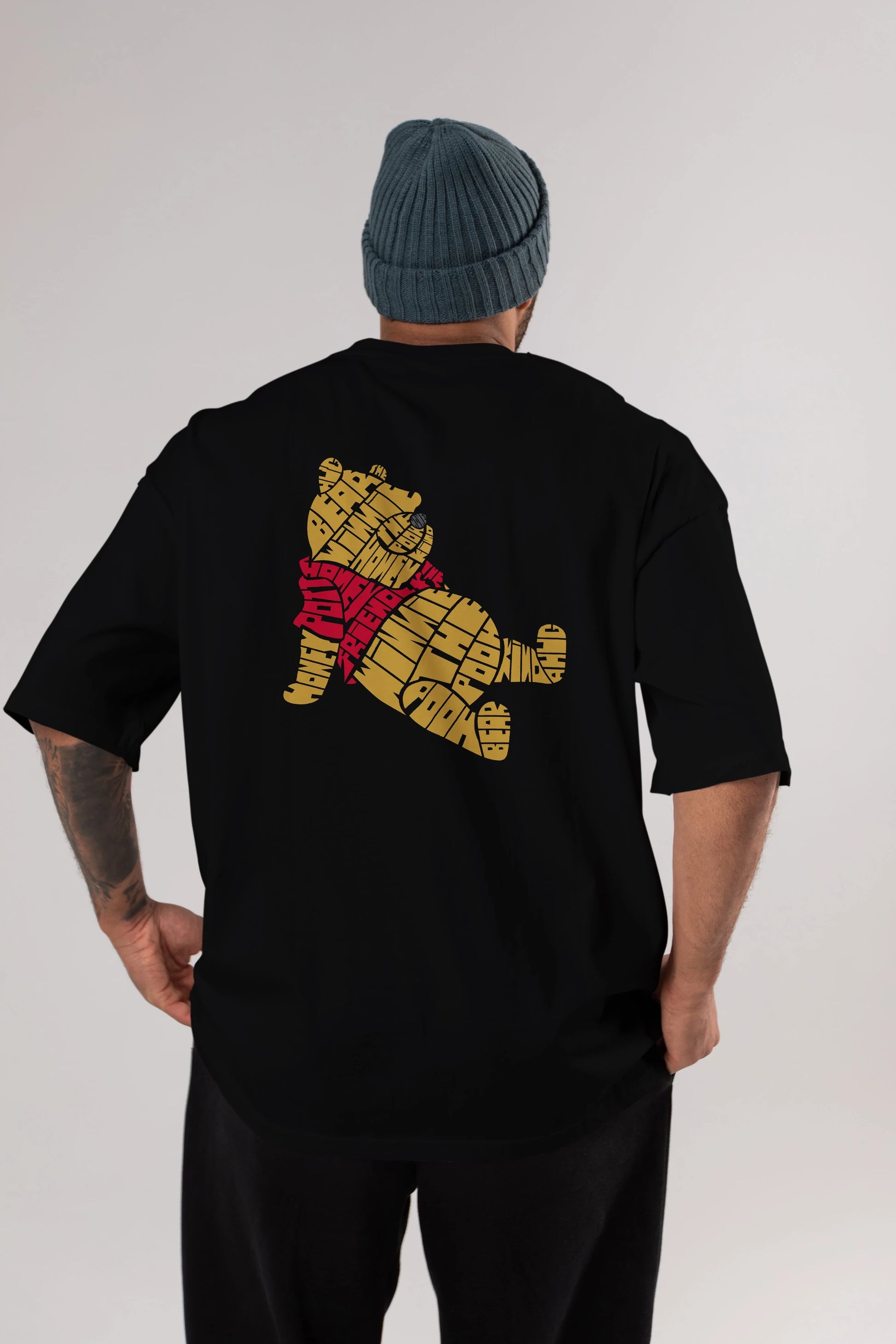 Winnie The Pooh Arka Baskılı Oversize t-shirt %100 pamuk Erkek Kadın Unisex