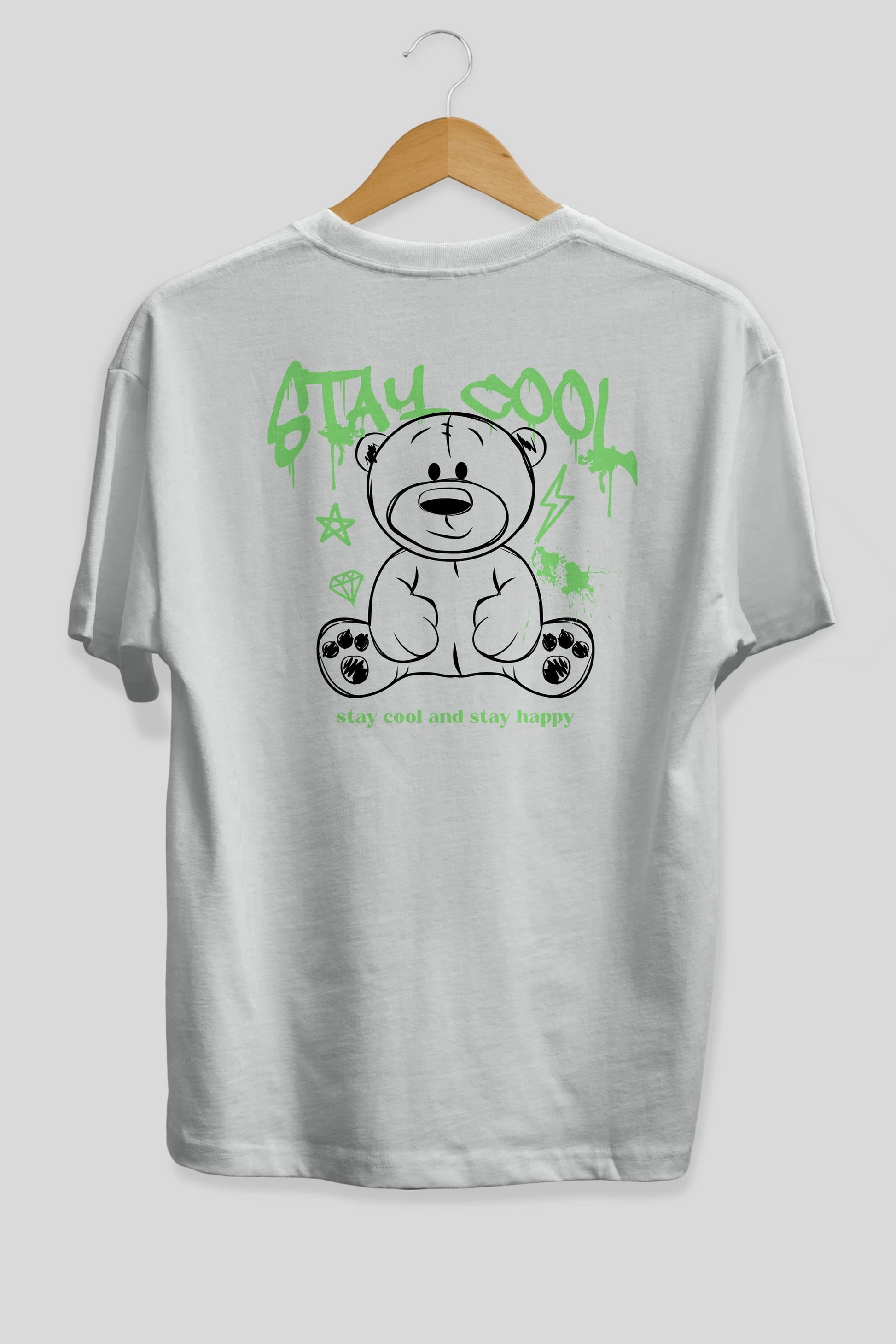 Teddy Bear Stay Cool Arka Baskılı Oversize t-shirt Erkek Kadın Unisex