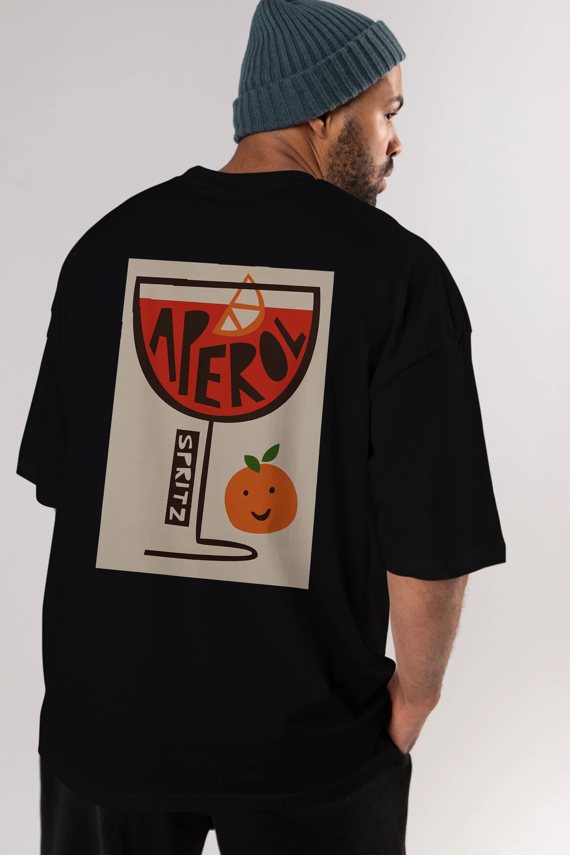 Aperol Spritz 9 Arka Baskılı Oversize t-shirt Erkek Kadın Unisex %100 Pamuk Bisiklet Yaka tişort
