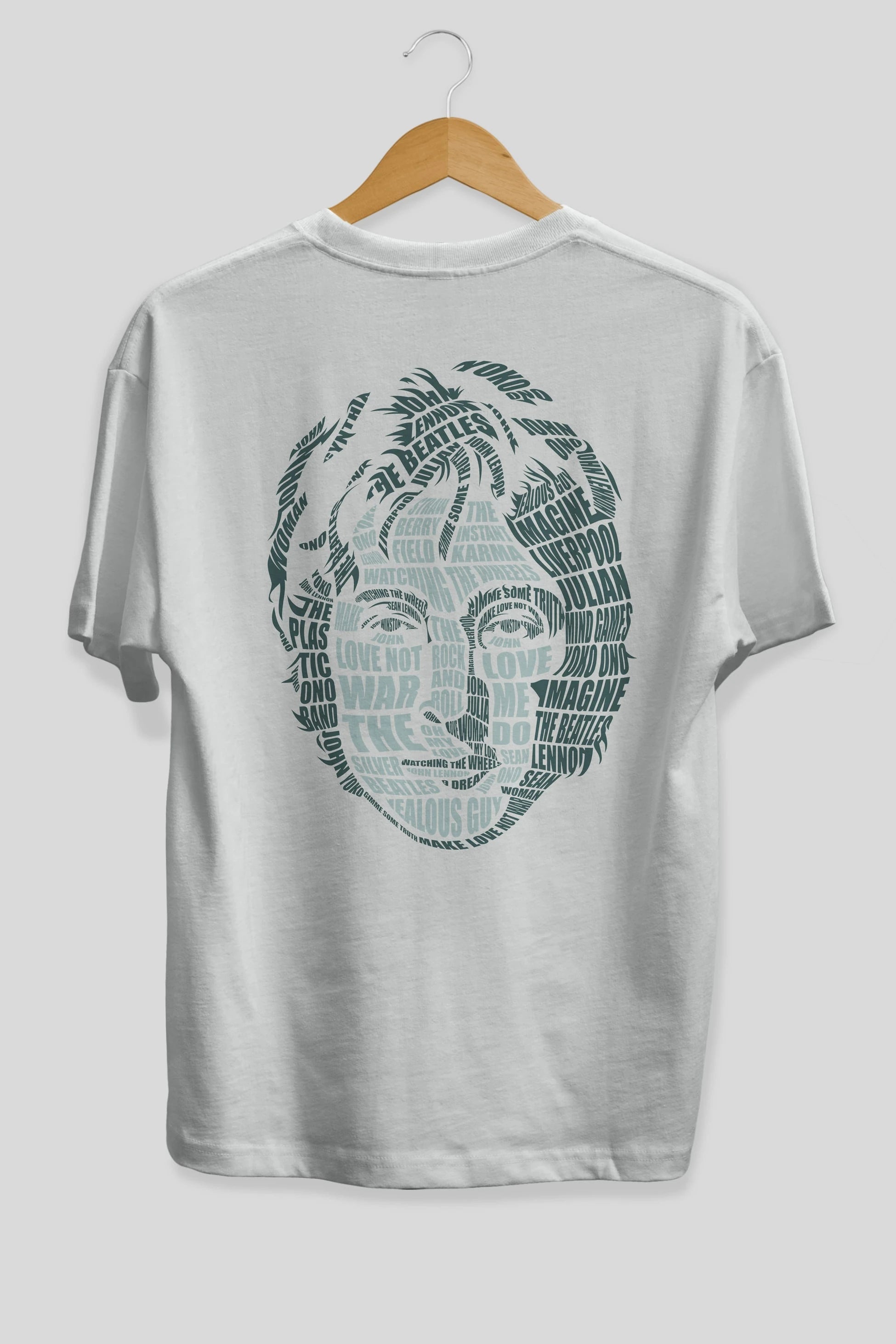 John Lennon Calligram Arka Baskılı Oversize t-shirt %100 pamuk Erkek Kadın Unisex
