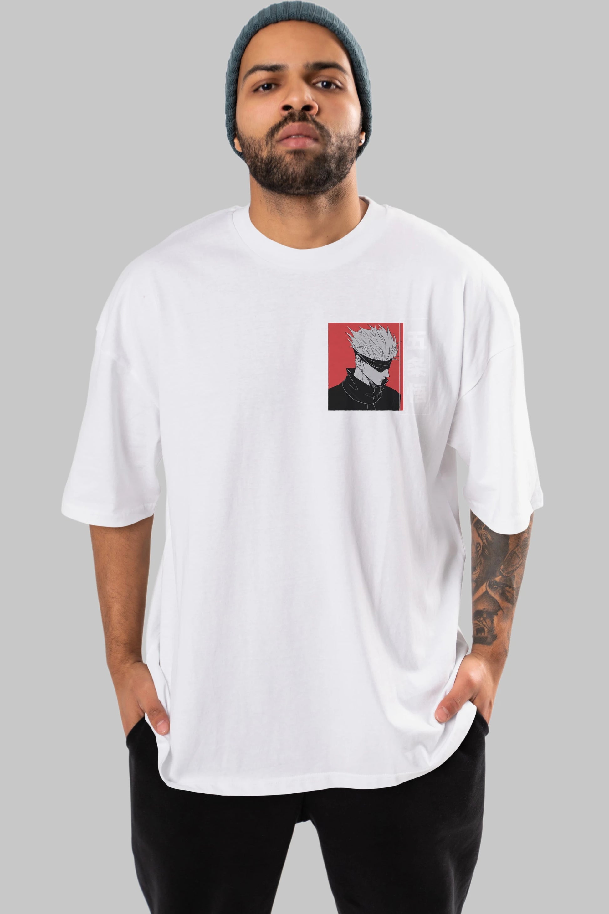 JUJUTSU KAISEN 2 Ön Sol Baskılı Oversize t-shirt Erkek Kadın Unisex %100 Pamuk Bisiklet Yaka tişort