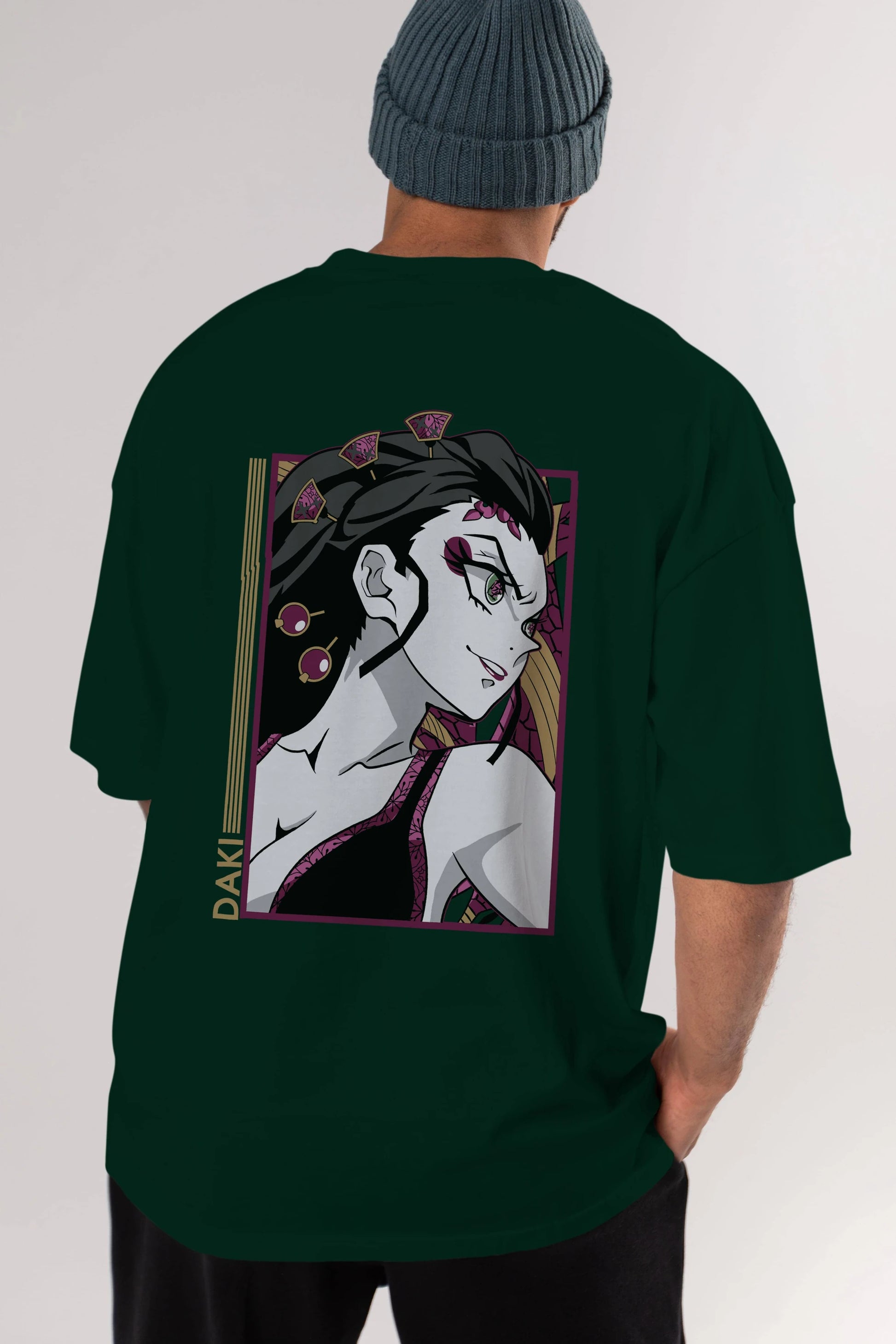 Daki DEMION SLAYER Anime Arka Baskılı Oversize t-shirt Erkek Kadın Unisex